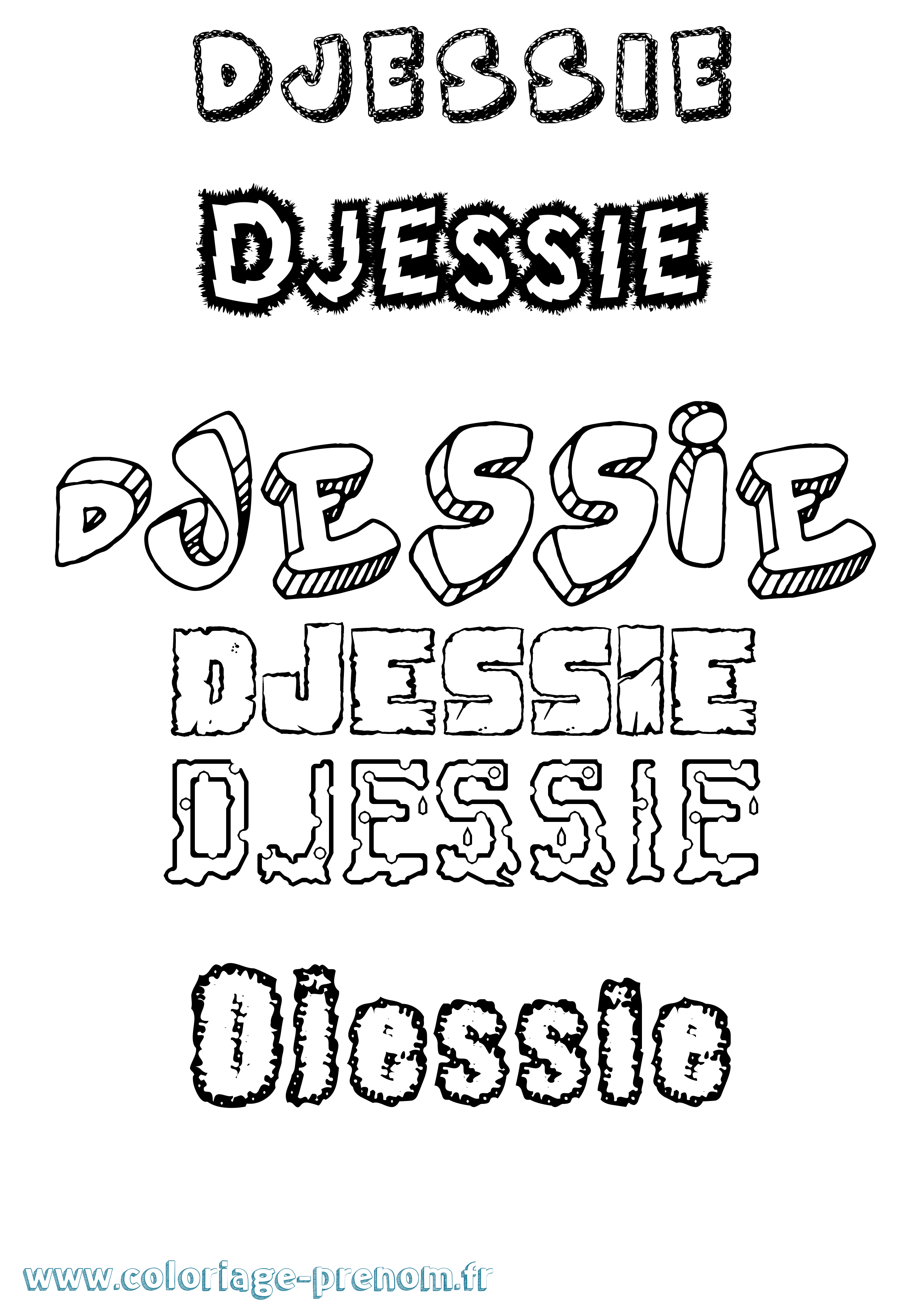 Coloriage Djessie Destructuré Coloriage prénom Djessie Destructuré