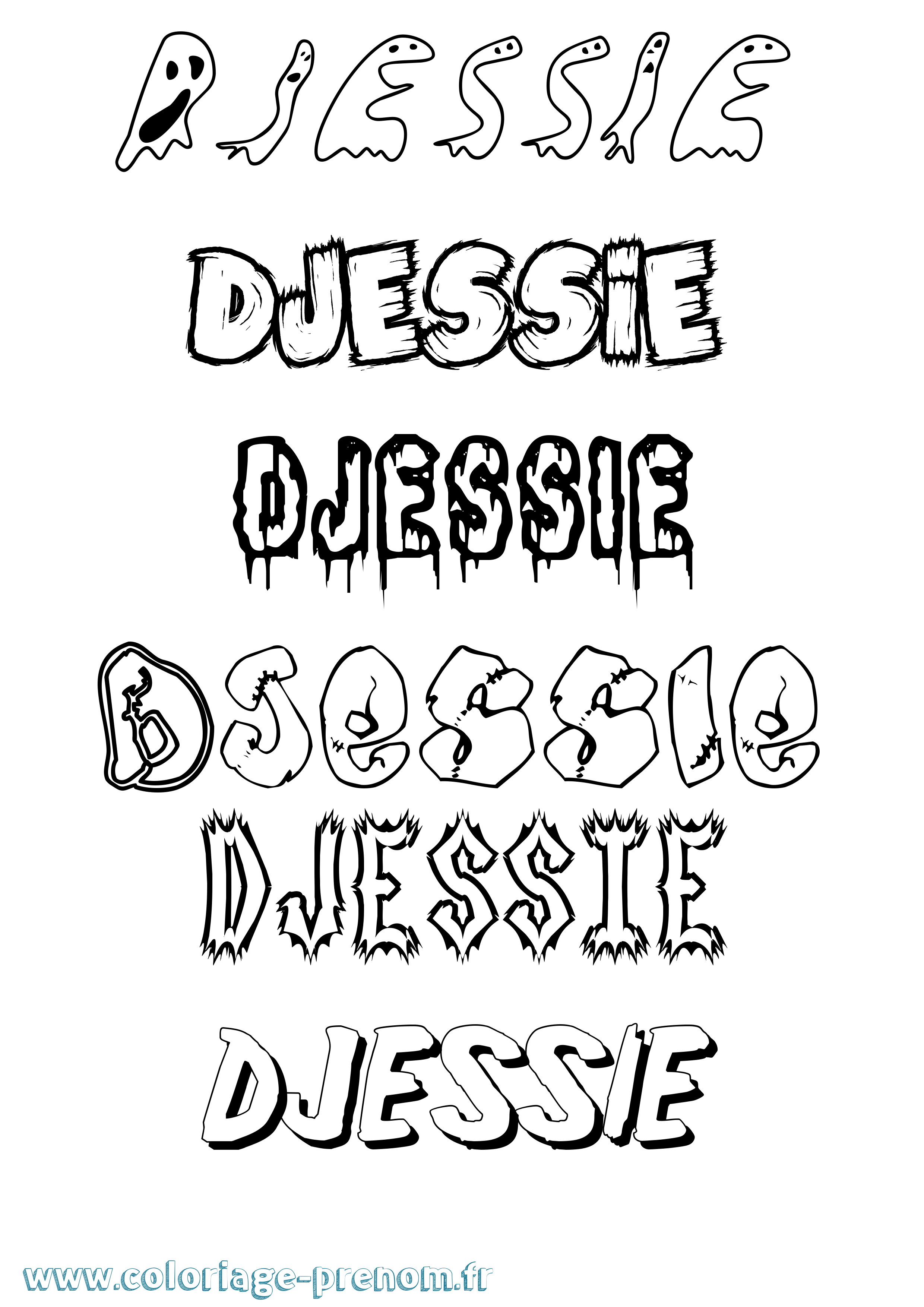 Coloriage Djessie Frisson Coloriage prénom Djessie Frisson
