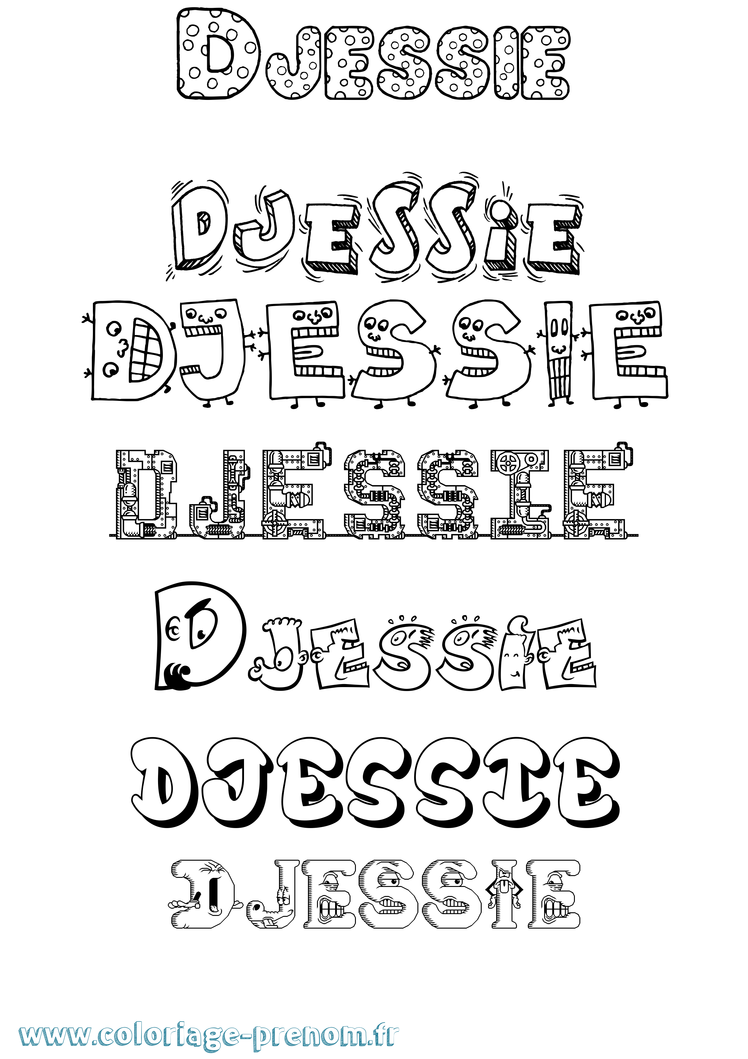 Coloriage Djessie Fun Coloriage prénom Djessie Fun