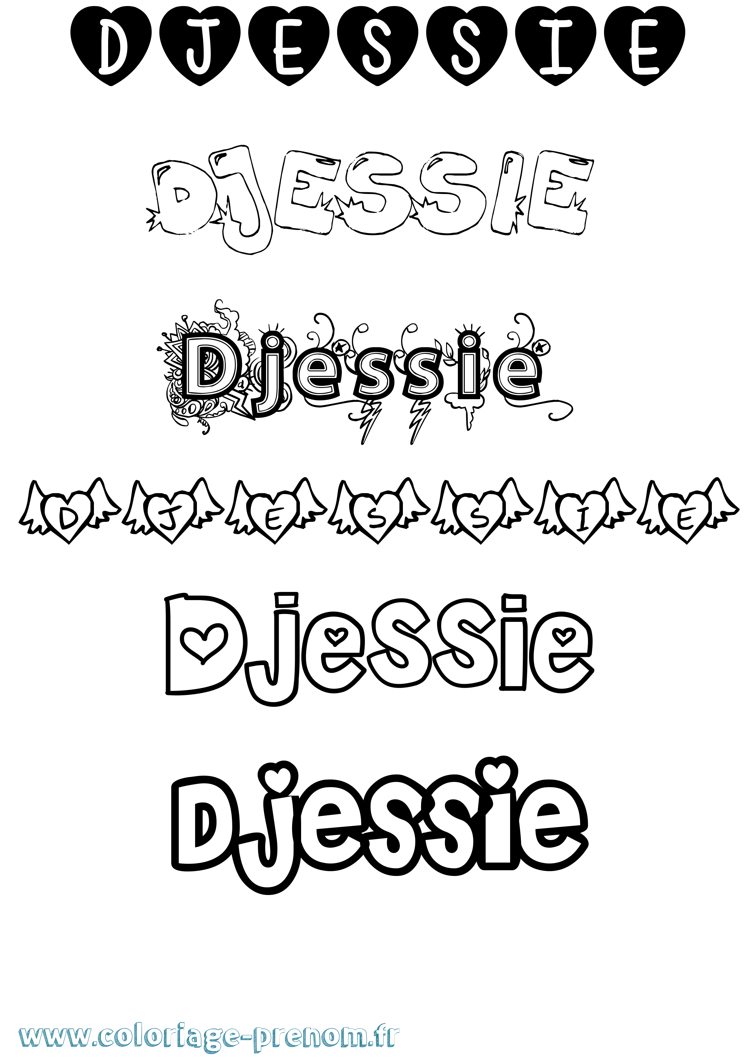 Coloriage Djessie Girly Coloriage prénom Djessie Girly