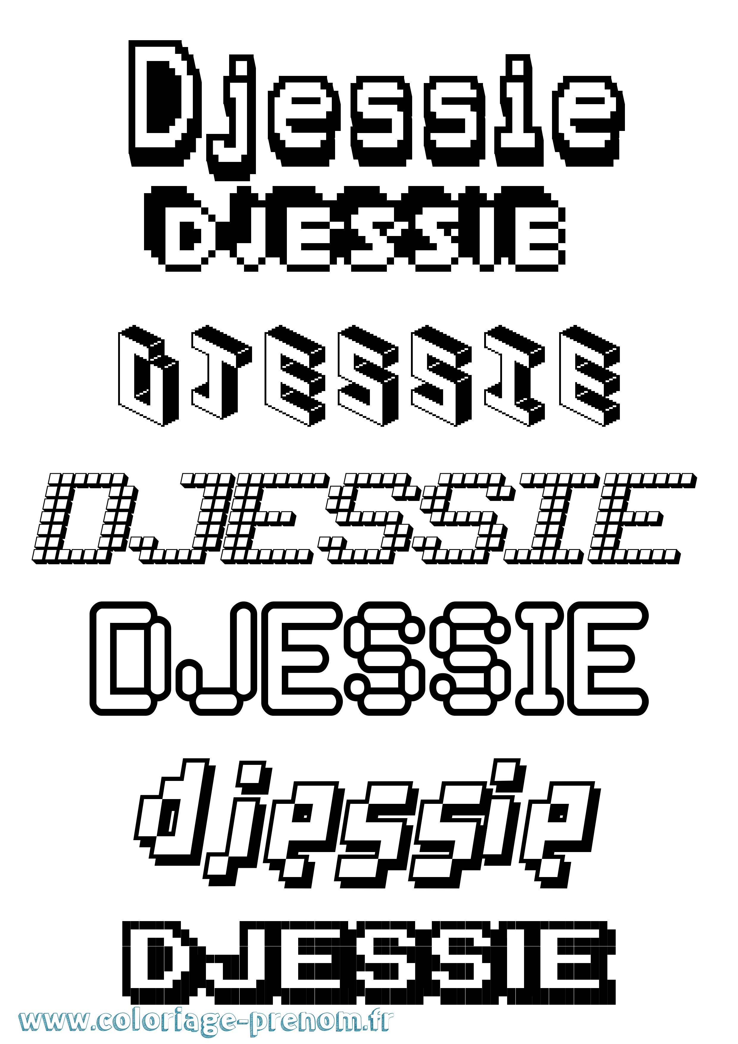 Coloriage Djessie Pixel Coloriage prénom Djessie Pixel