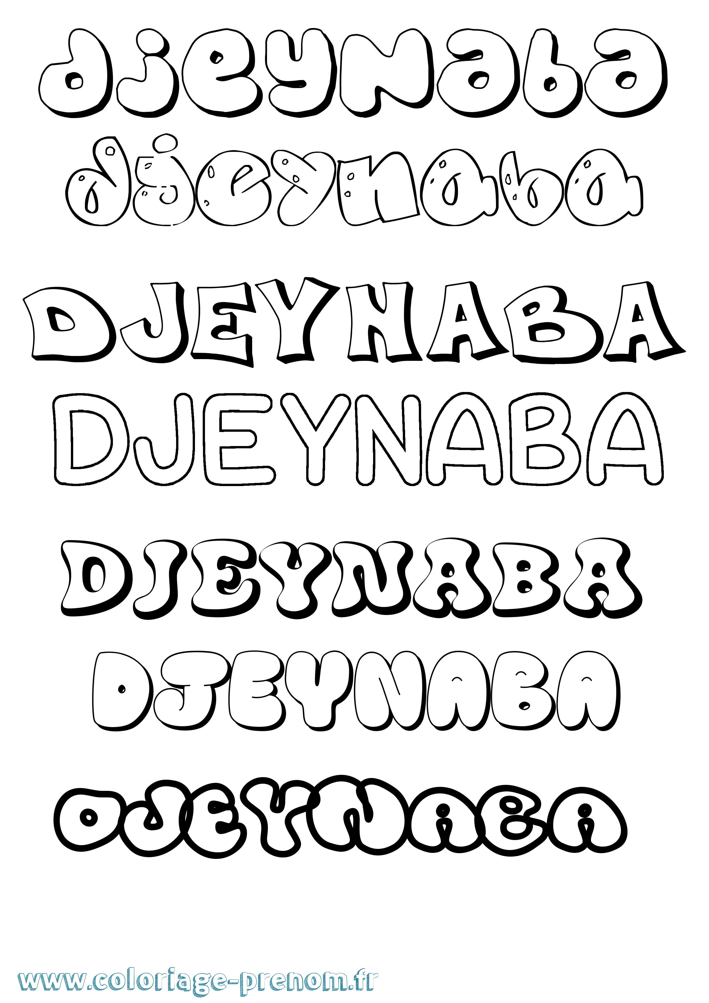 Coloriage Djeynaba Bubble Coloriage prénom Djeynaba Bubble