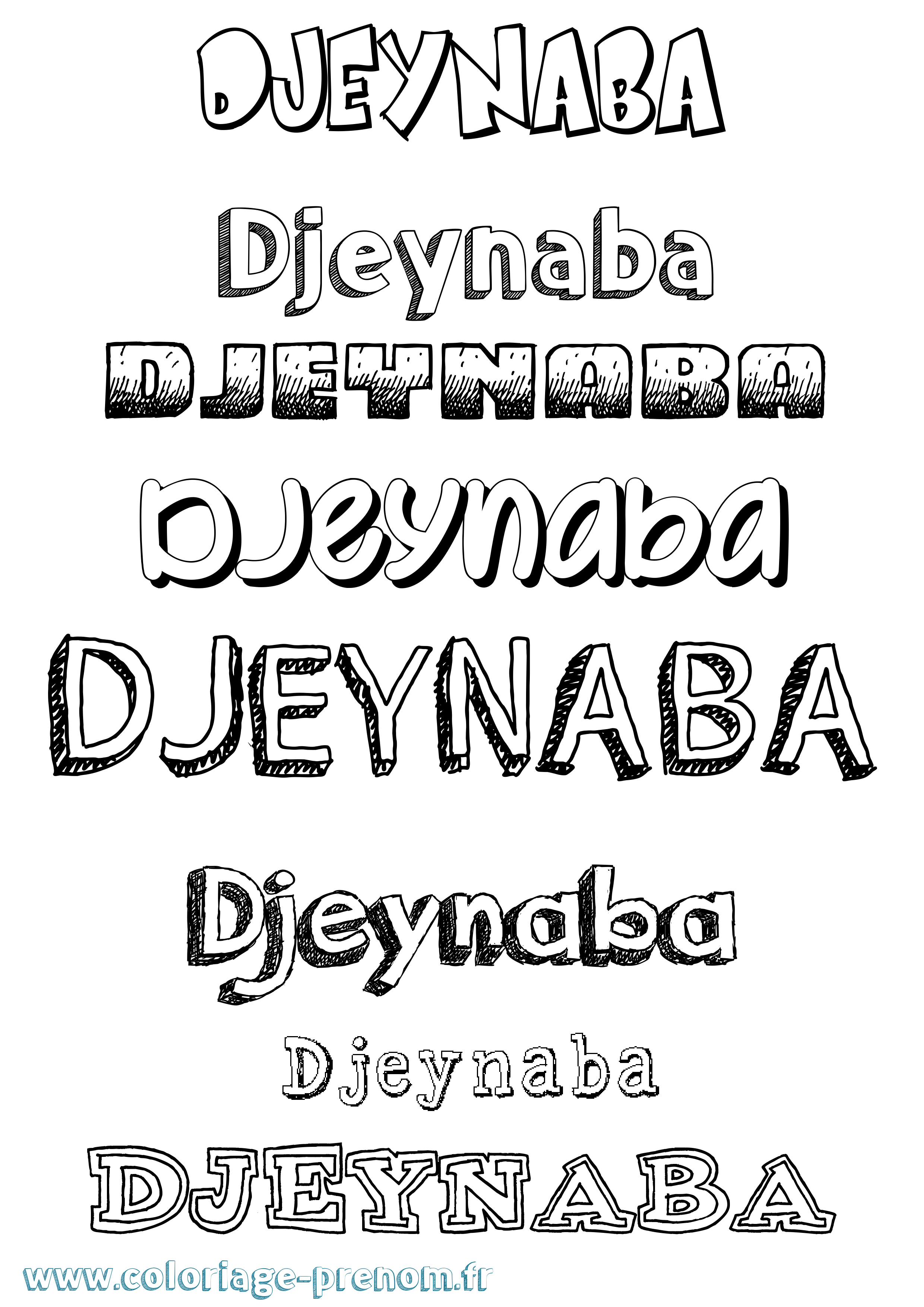 Coloriage Djeynaba Dessiné Coloriage prénom Djeynaba Dessiné