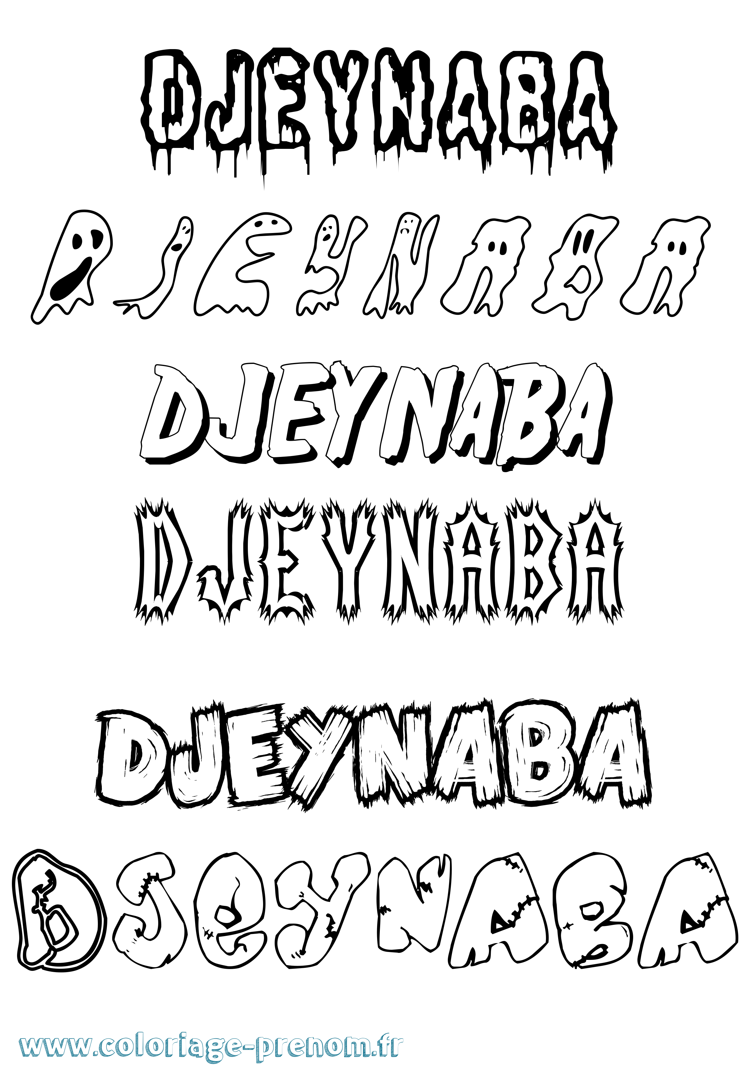 Coloriage Djeynaba Frisson Coloriage prénom Djeynaba Frisson