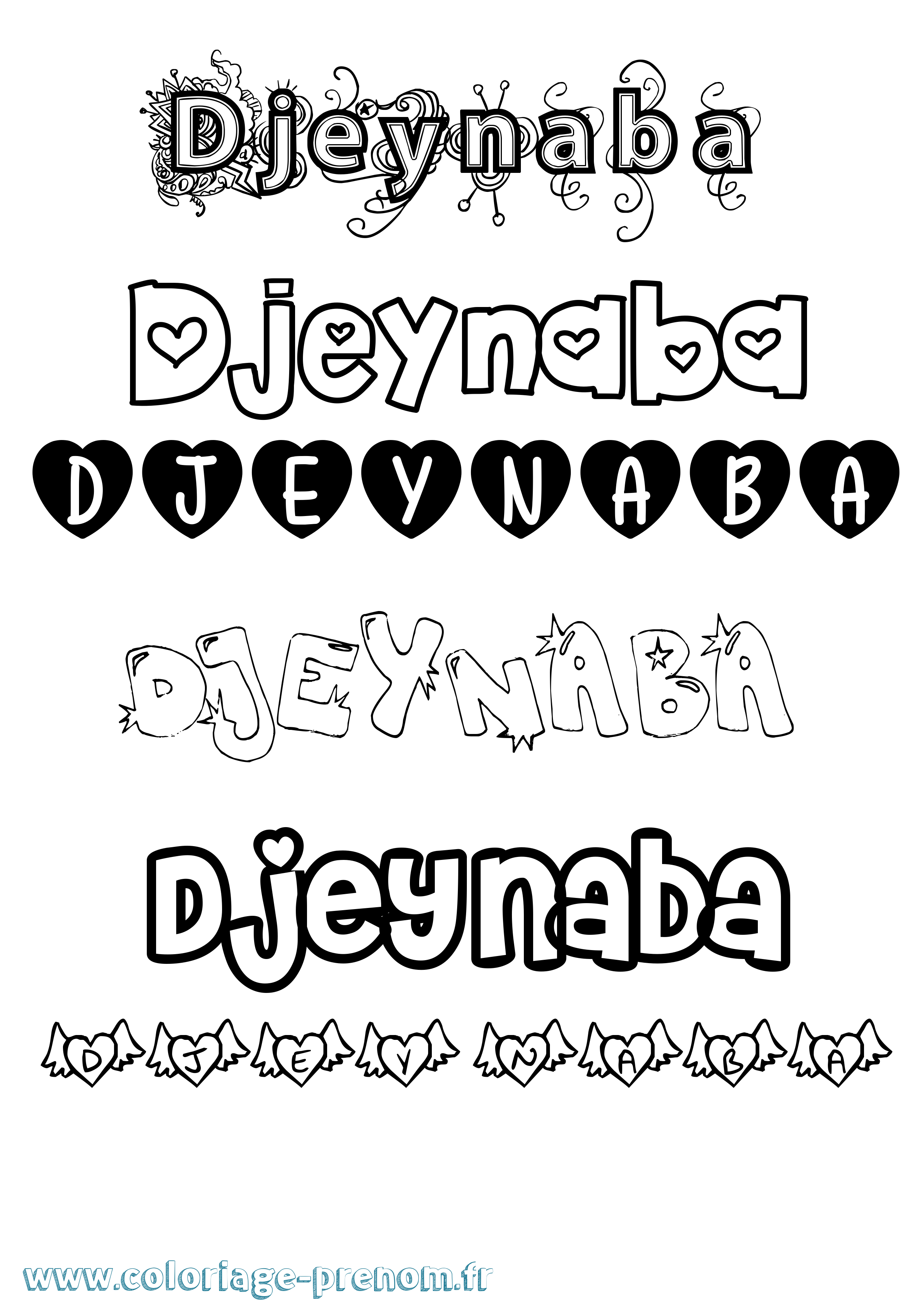 Coloriage Djeynaba Girly Coloriage prénom Djeynaba Girly