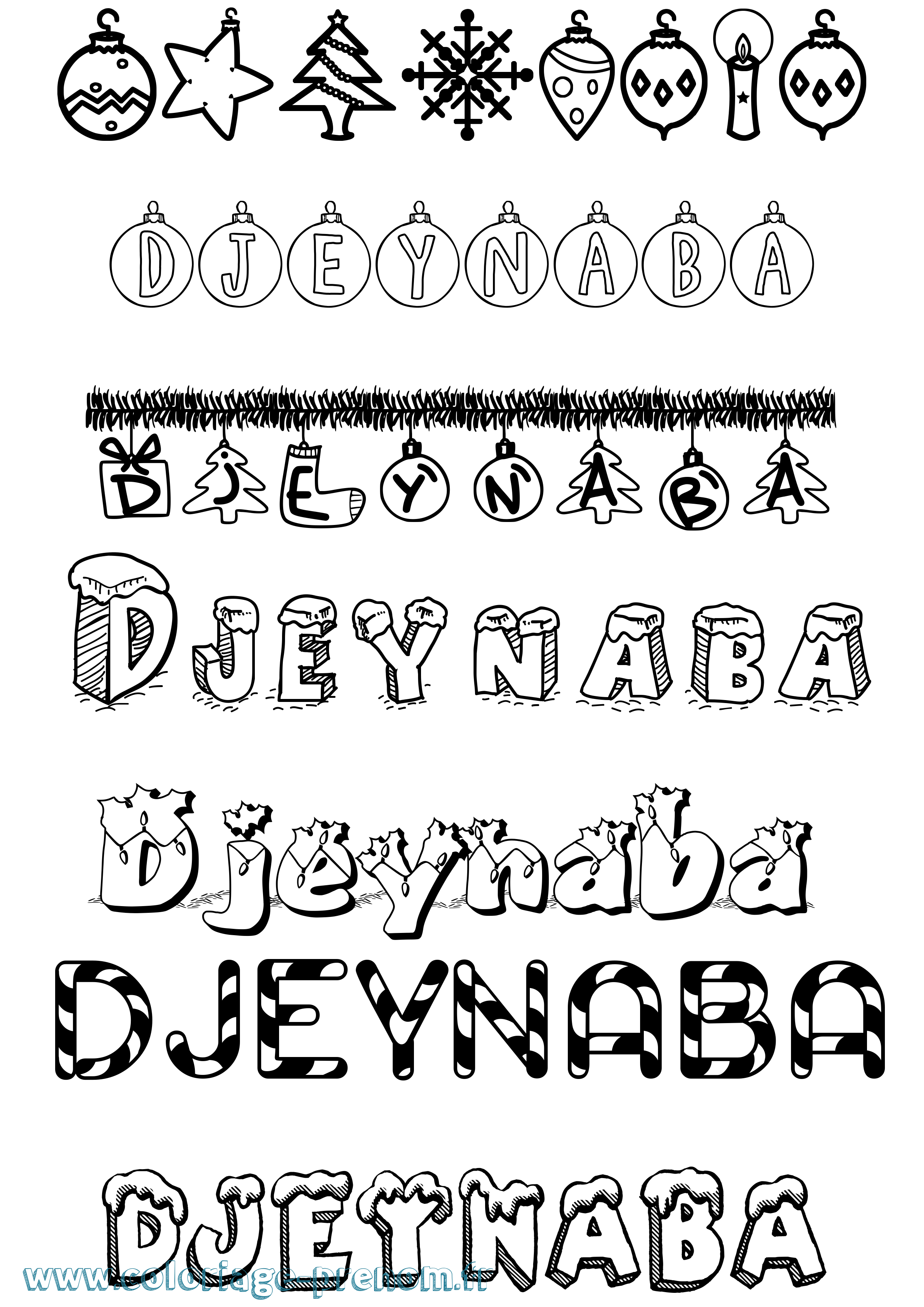 Coloriage Djeynaba Noël Coloriage prénom Djeynaba Noël