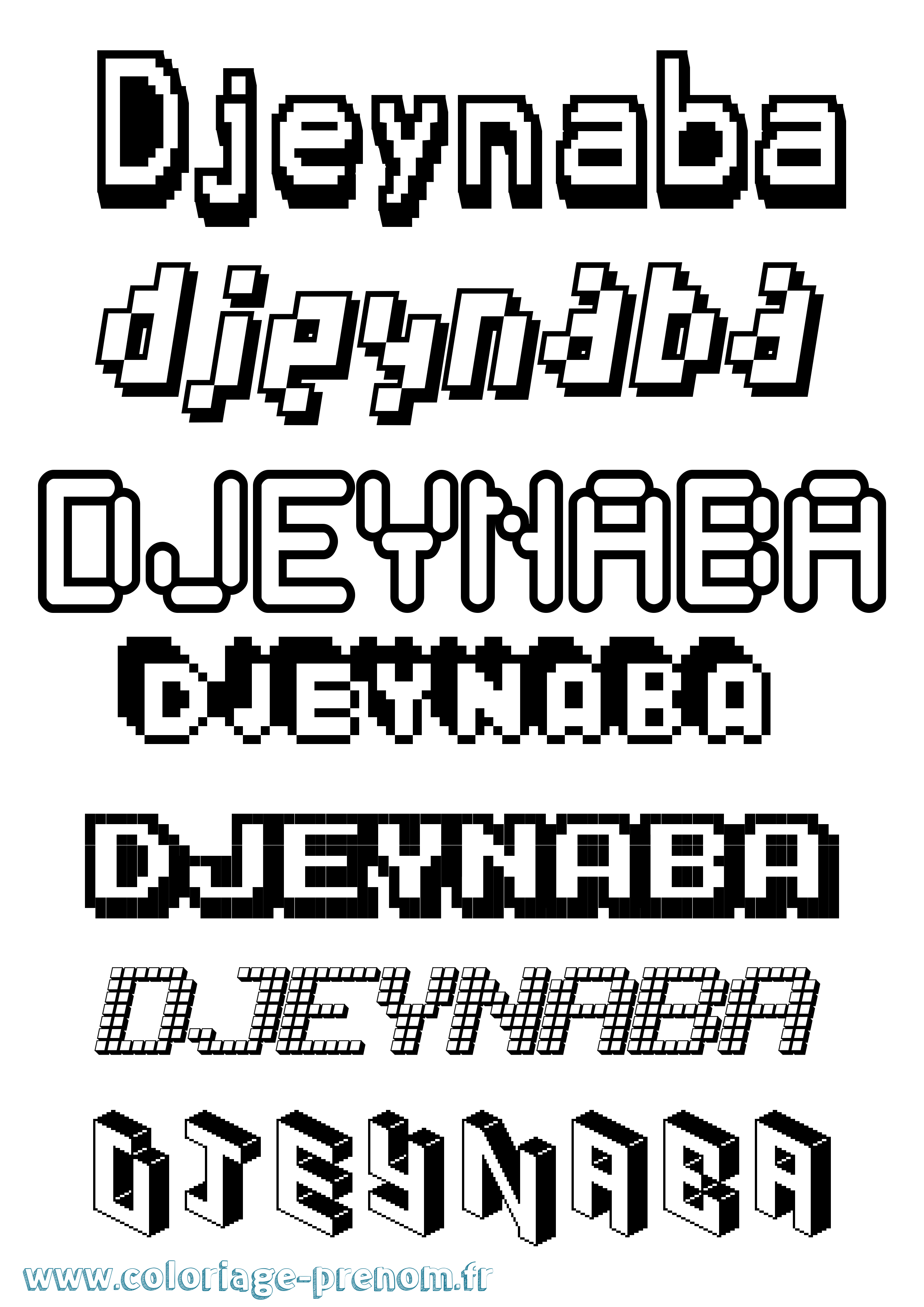 Coloriage Djeynaba Pixel Coloriage prénom Djeynaba Pixel