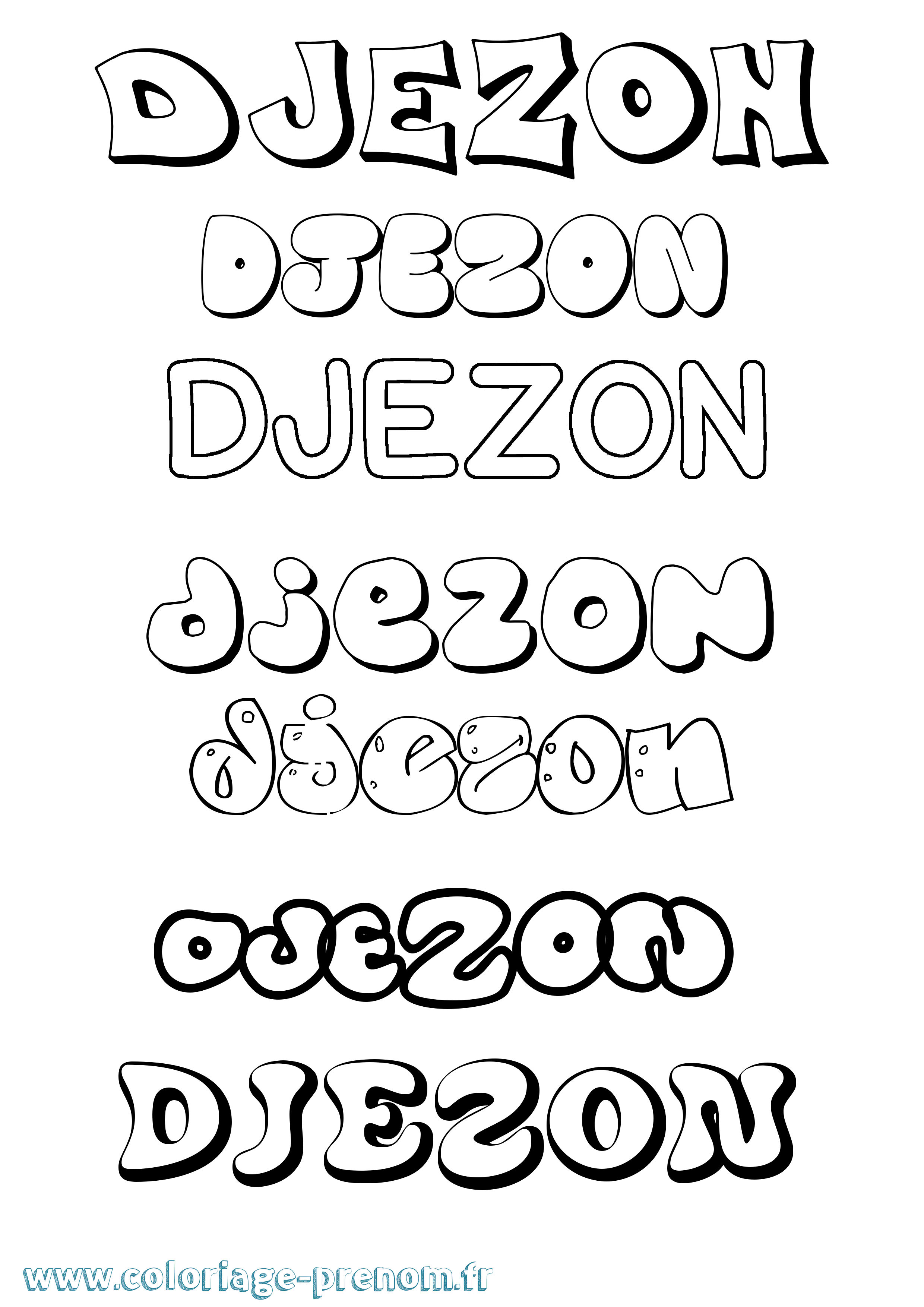 Coloriage Djezon Bubble Coloriage prénom Djezon Bubble