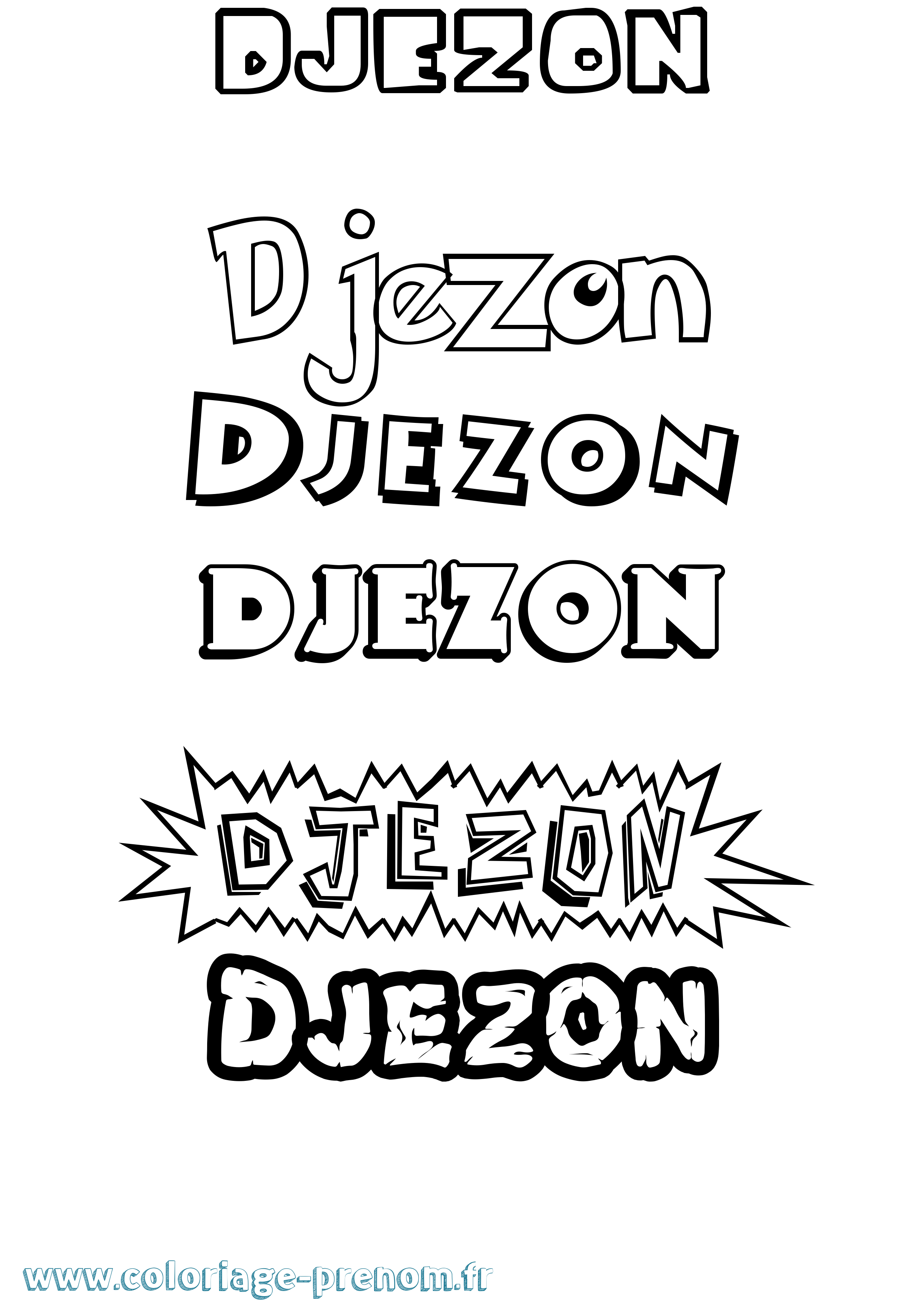 Coloriage Djezon Dessin Animé Coloriage prénom Djezon Dessin Animé