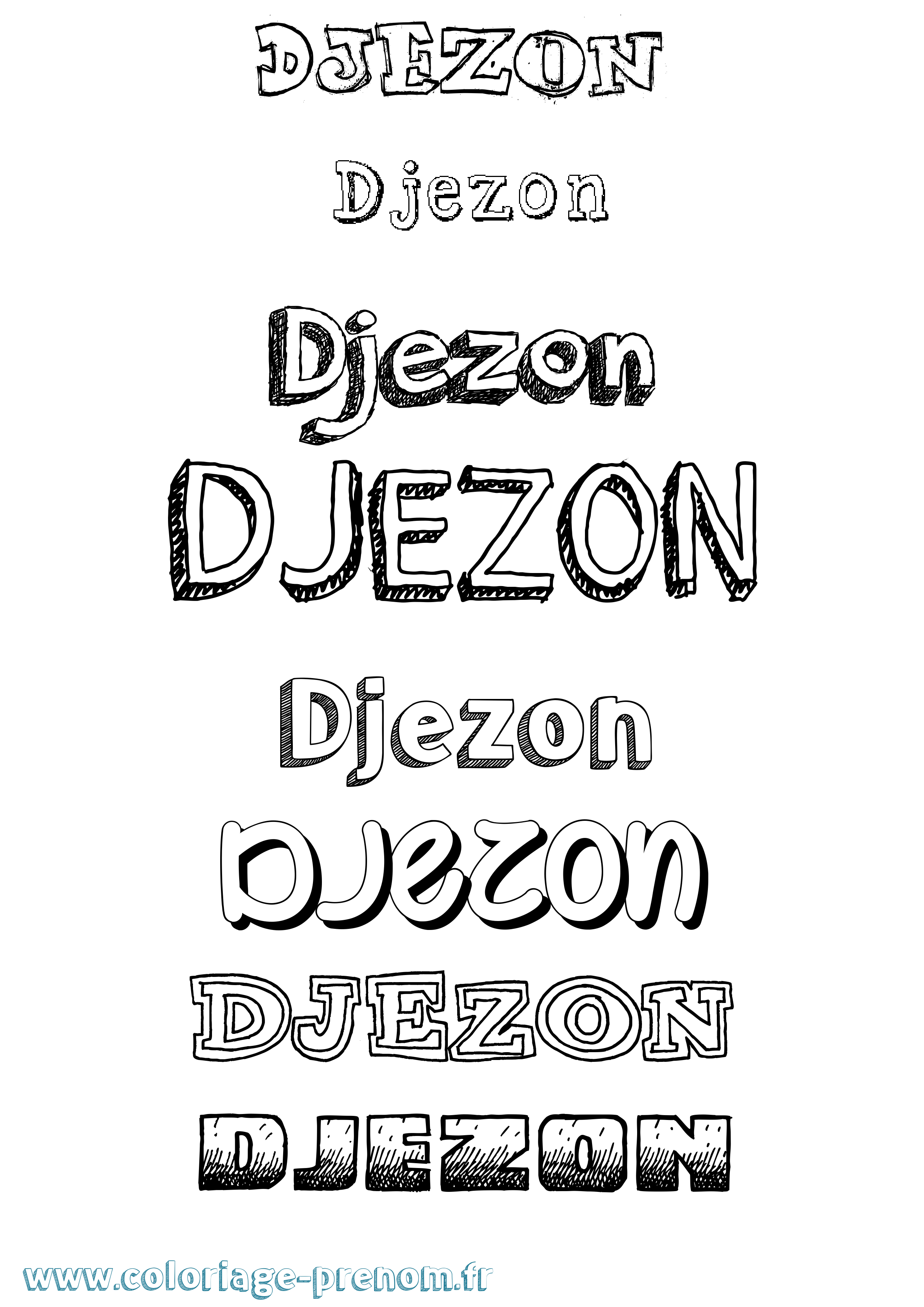 Coloriage Djezon Dessiné Coloriage prénom Djezon Dessiné
