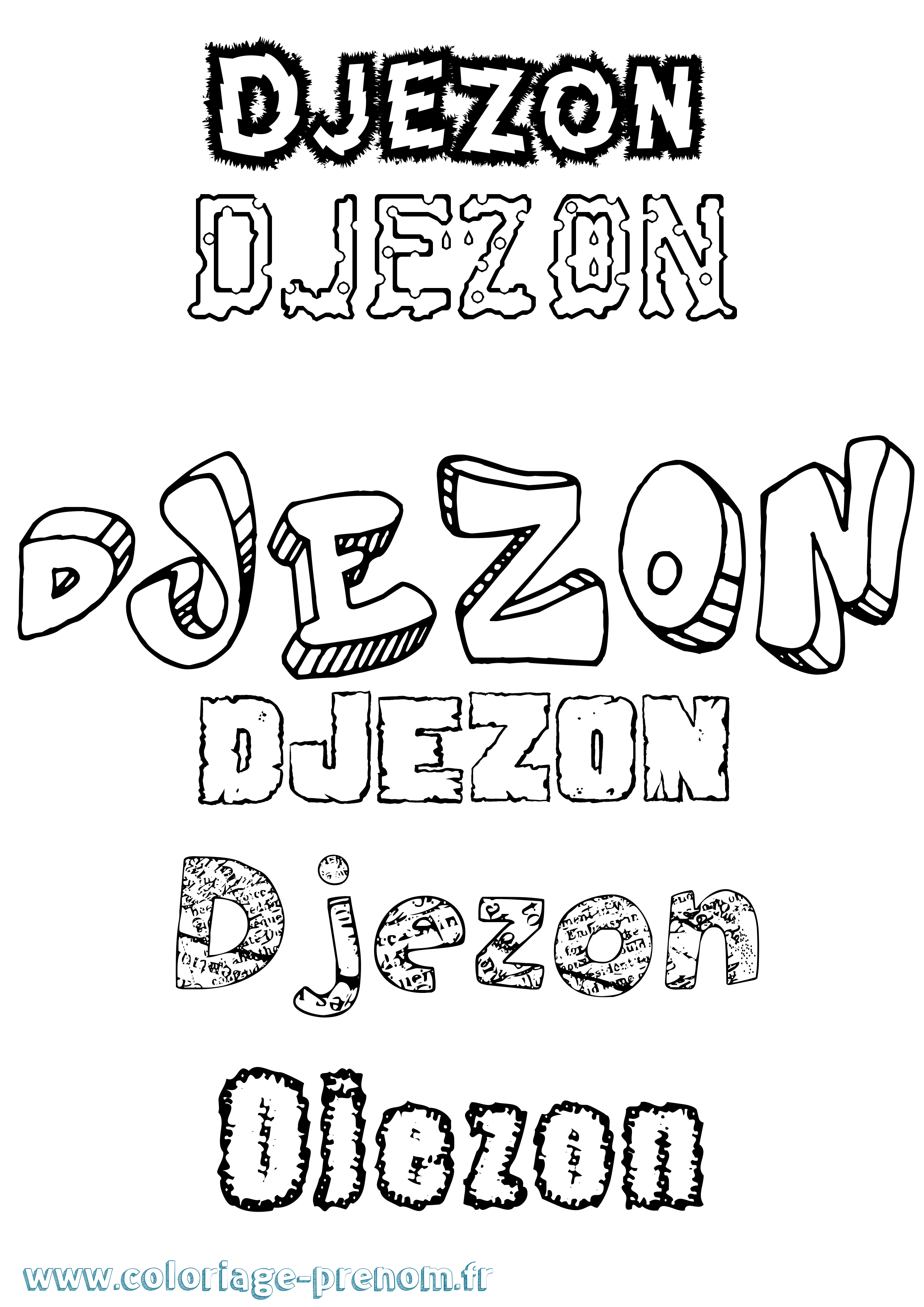 Coloriage Djezon Destructuré Coloriage prénom Djezon Destructuré