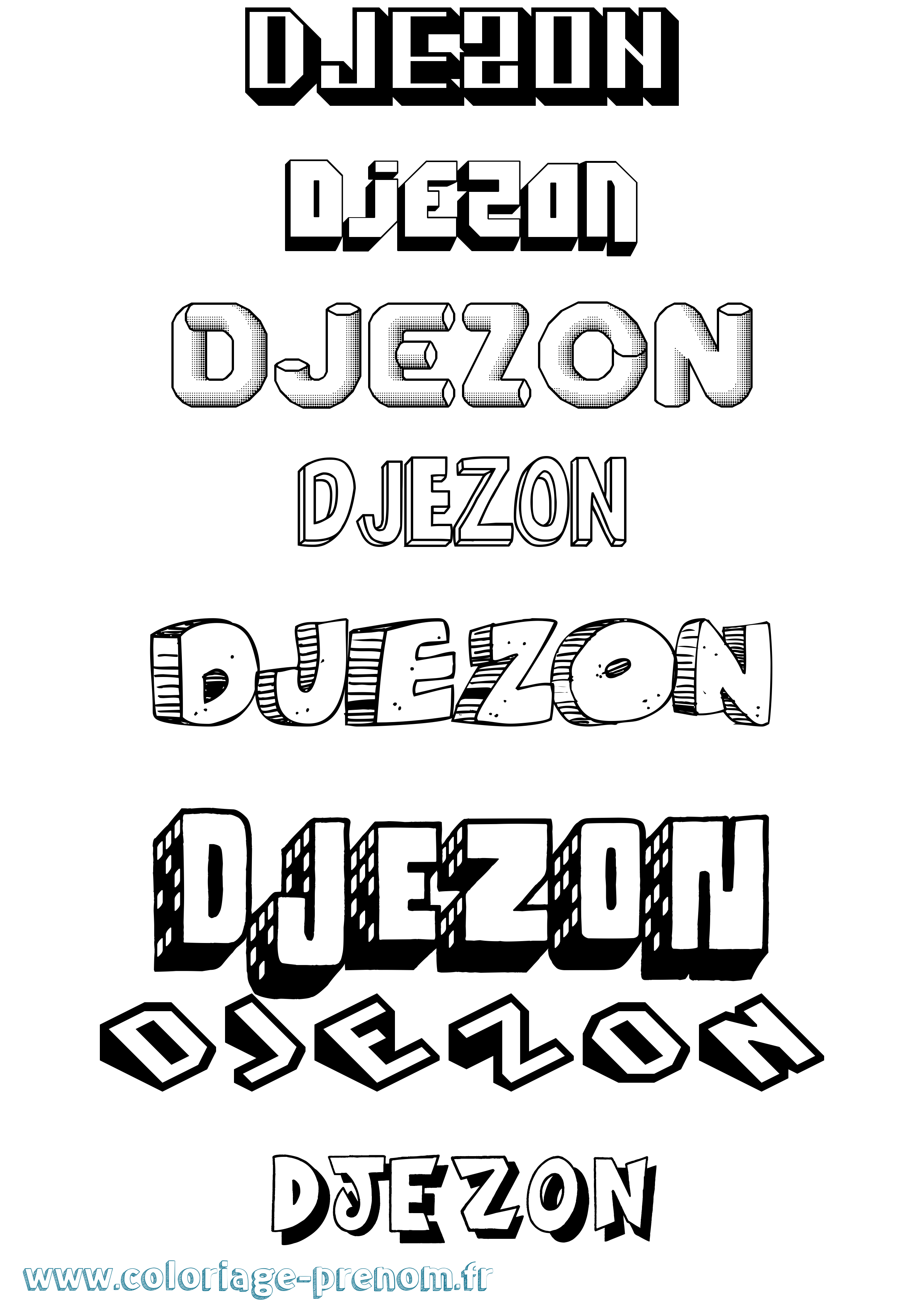 Coloriage Djezon Effet 3D Coloriage prénom Djezon Effet 3D