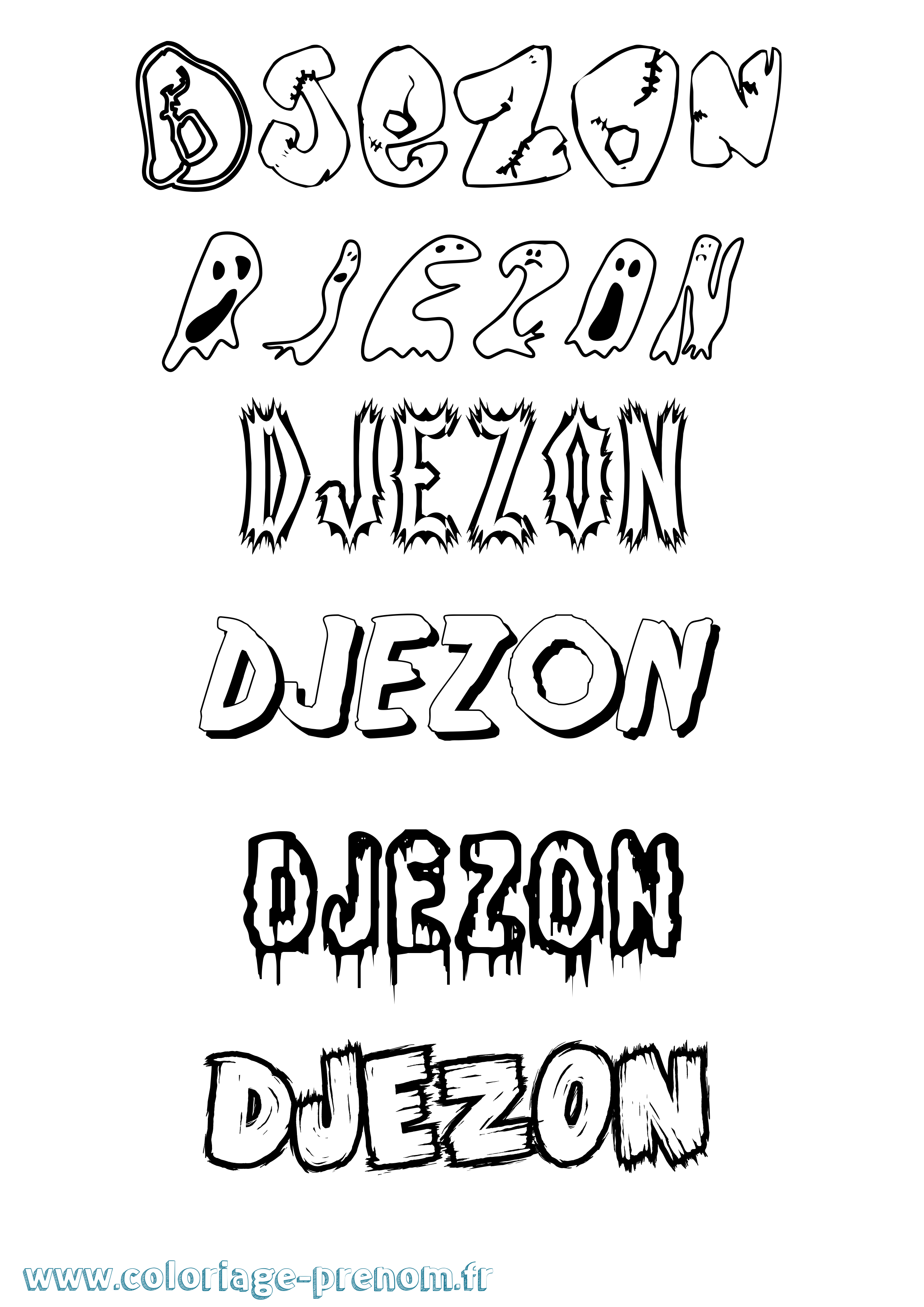 Coloriage Djezon Frisson Coloriage prénom Djezon Frisson