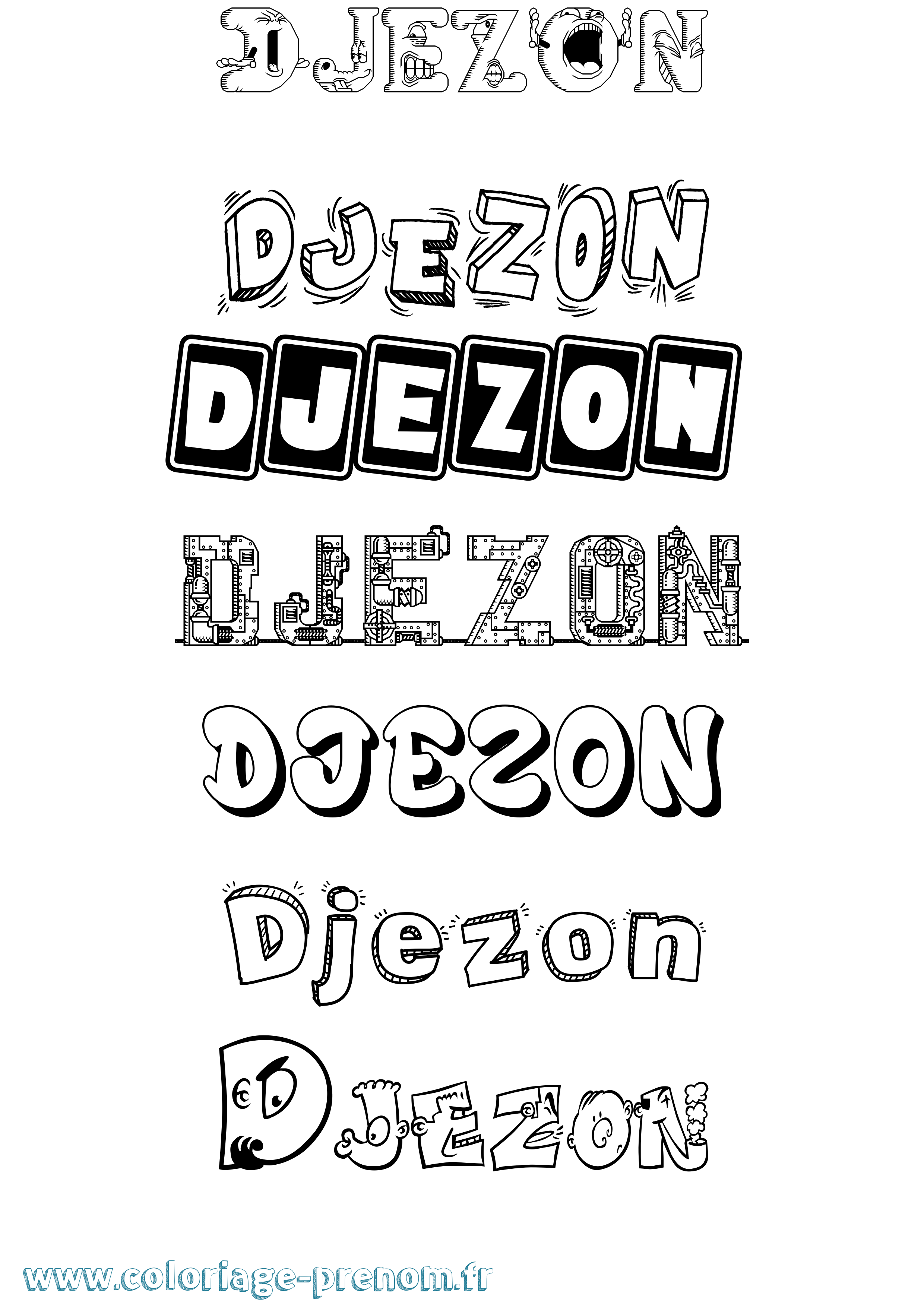 Coloriage Djezon Fun Coloriage prénom Djezon Fun