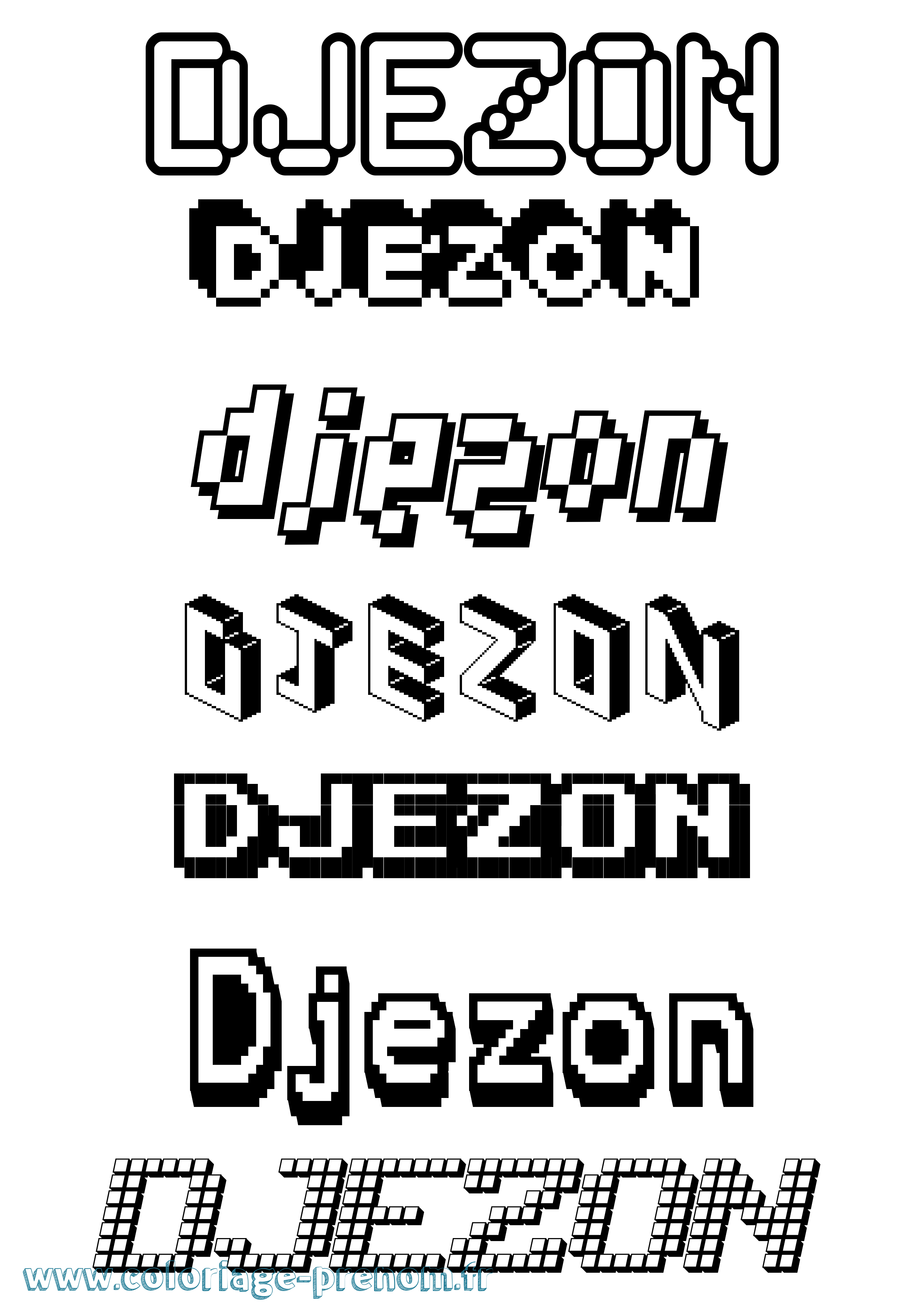 Coloriage Djezon Pixel Coloriage prénom Djezon Pixel