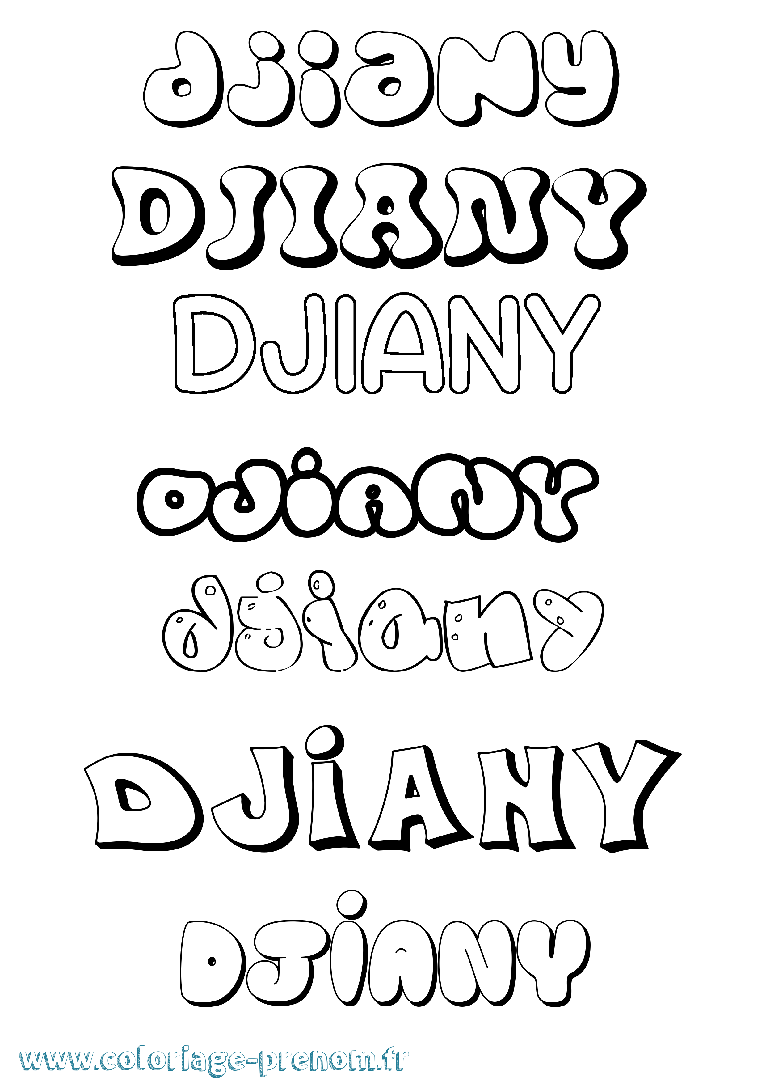 Coloriage Djiany Bubble Coloriage prénom Djiany Bubble
