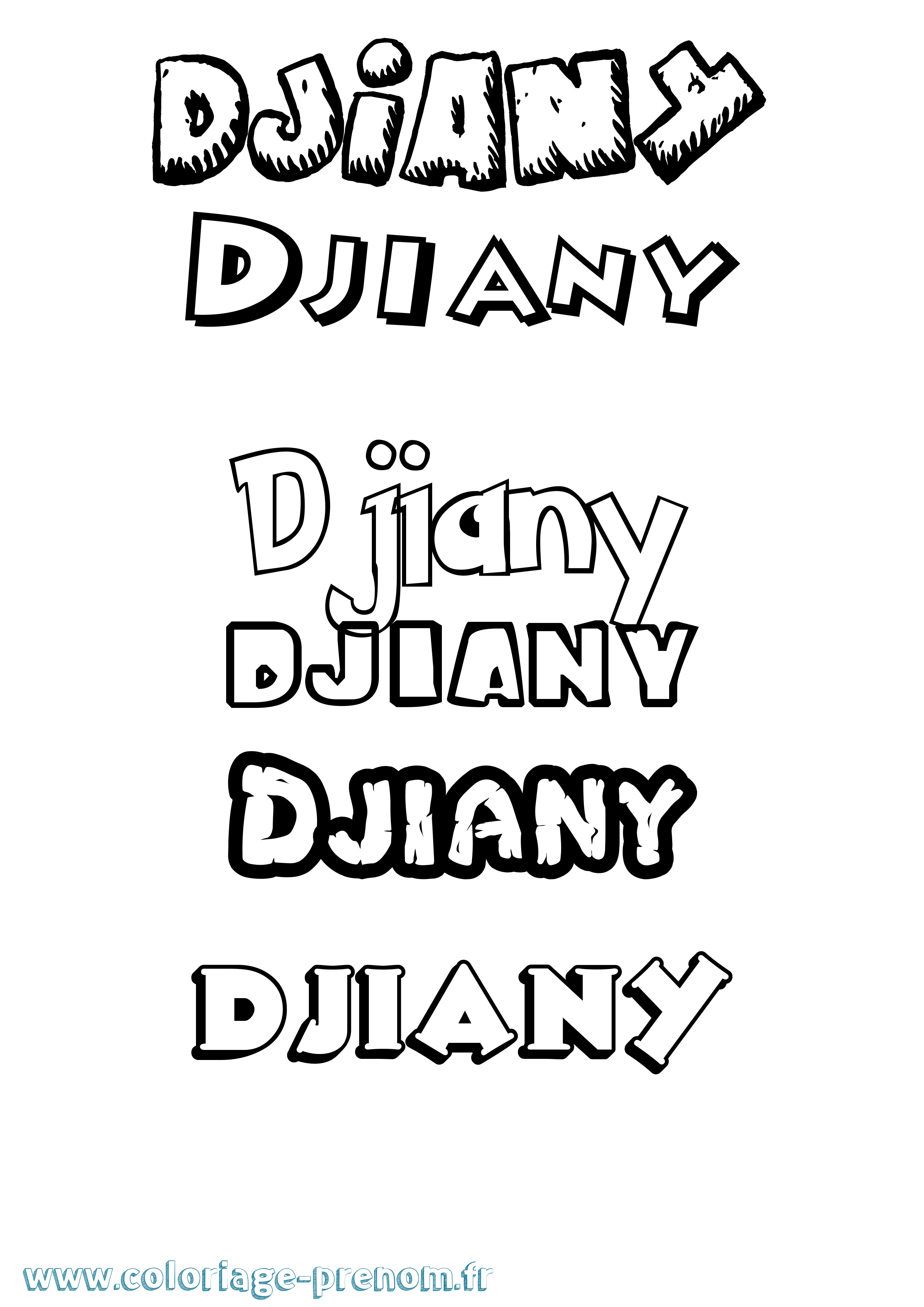Coloriage Djiany Dessin Animé Coloriage prénom Djiany Dessin Animé