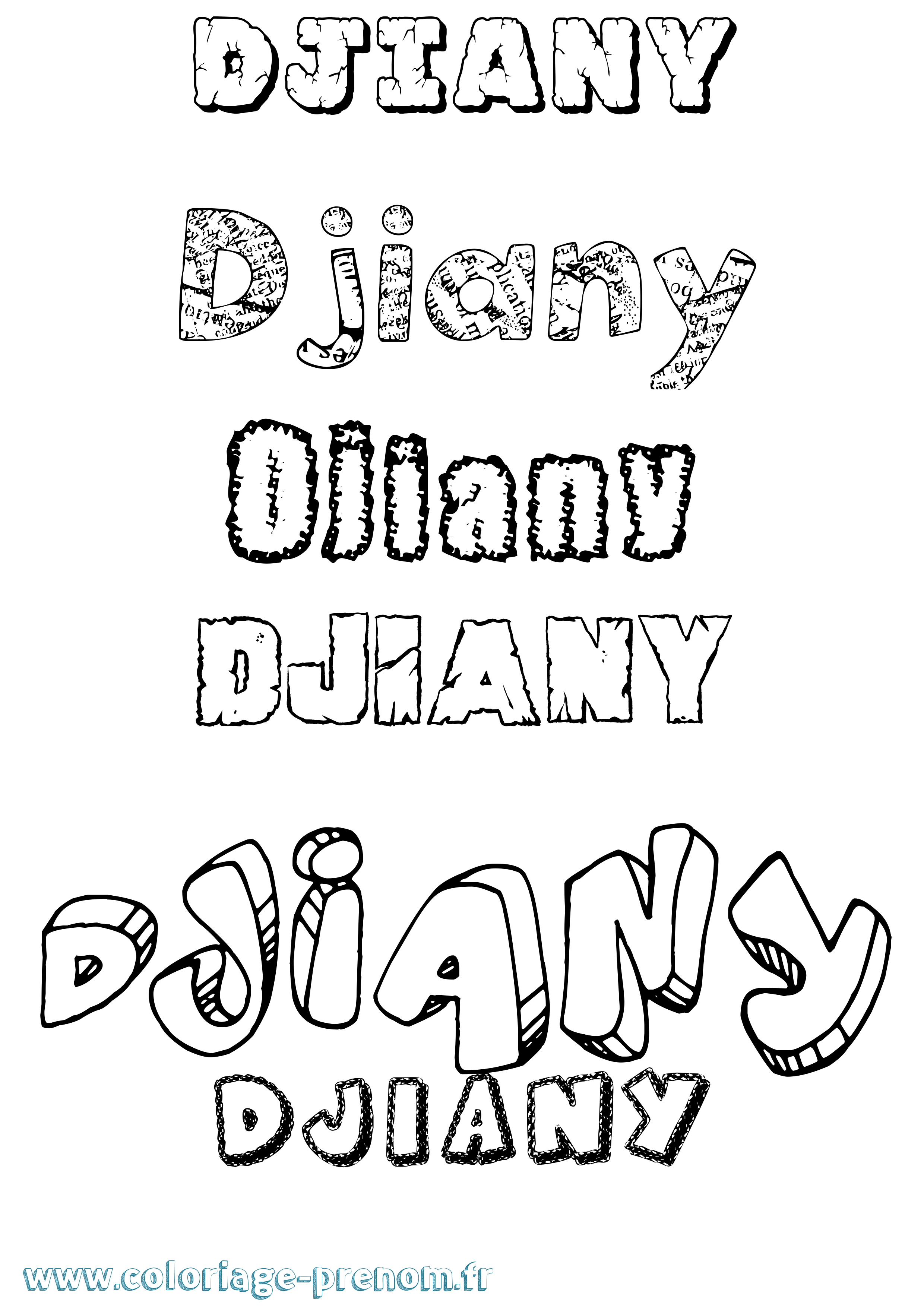 Coloriage Djiany Destructuré Coloriage prénom Djiany Destructuré