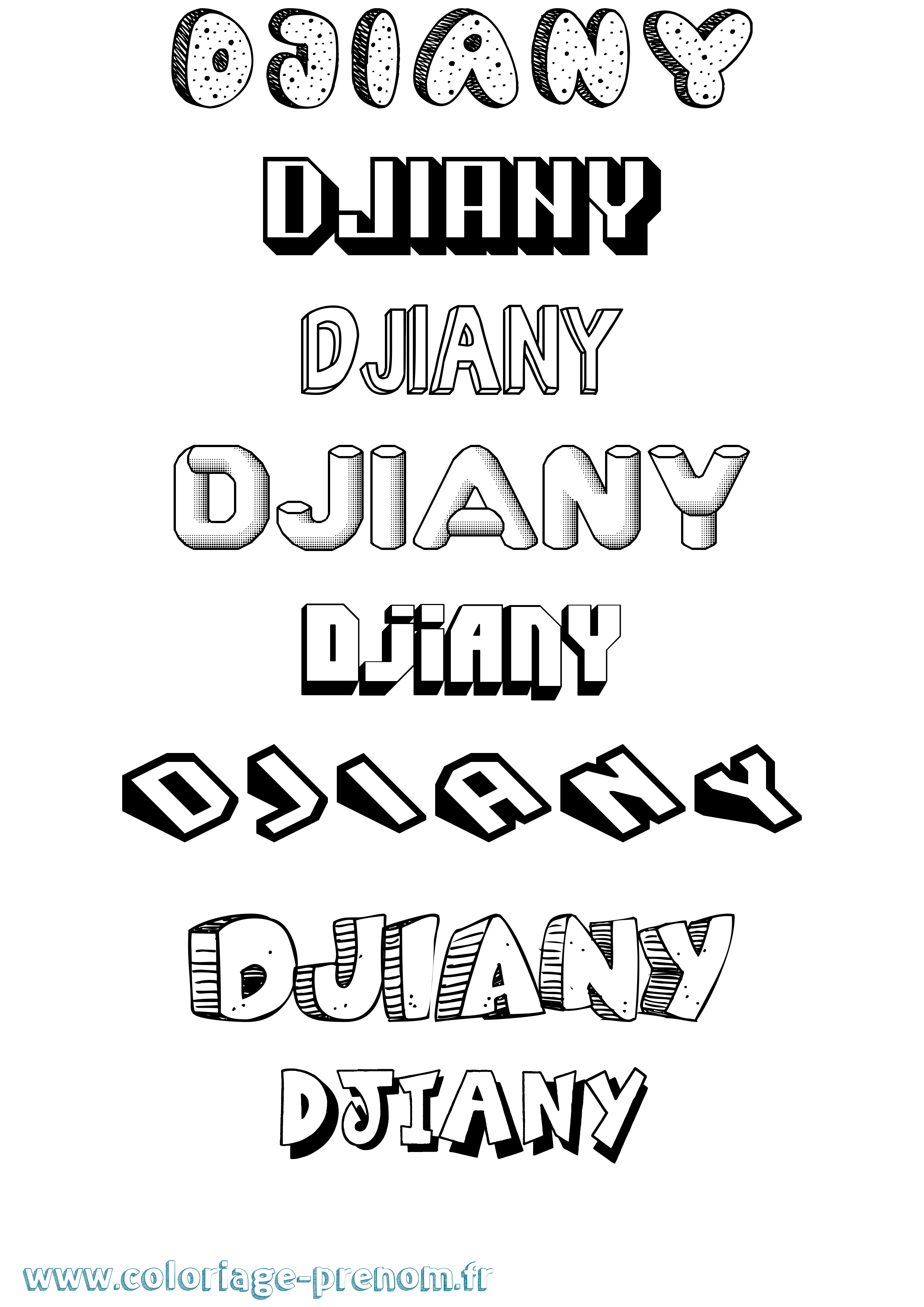 Coloriage Djiany Effet 3D Coloriage prénom Djiany Effet 3D