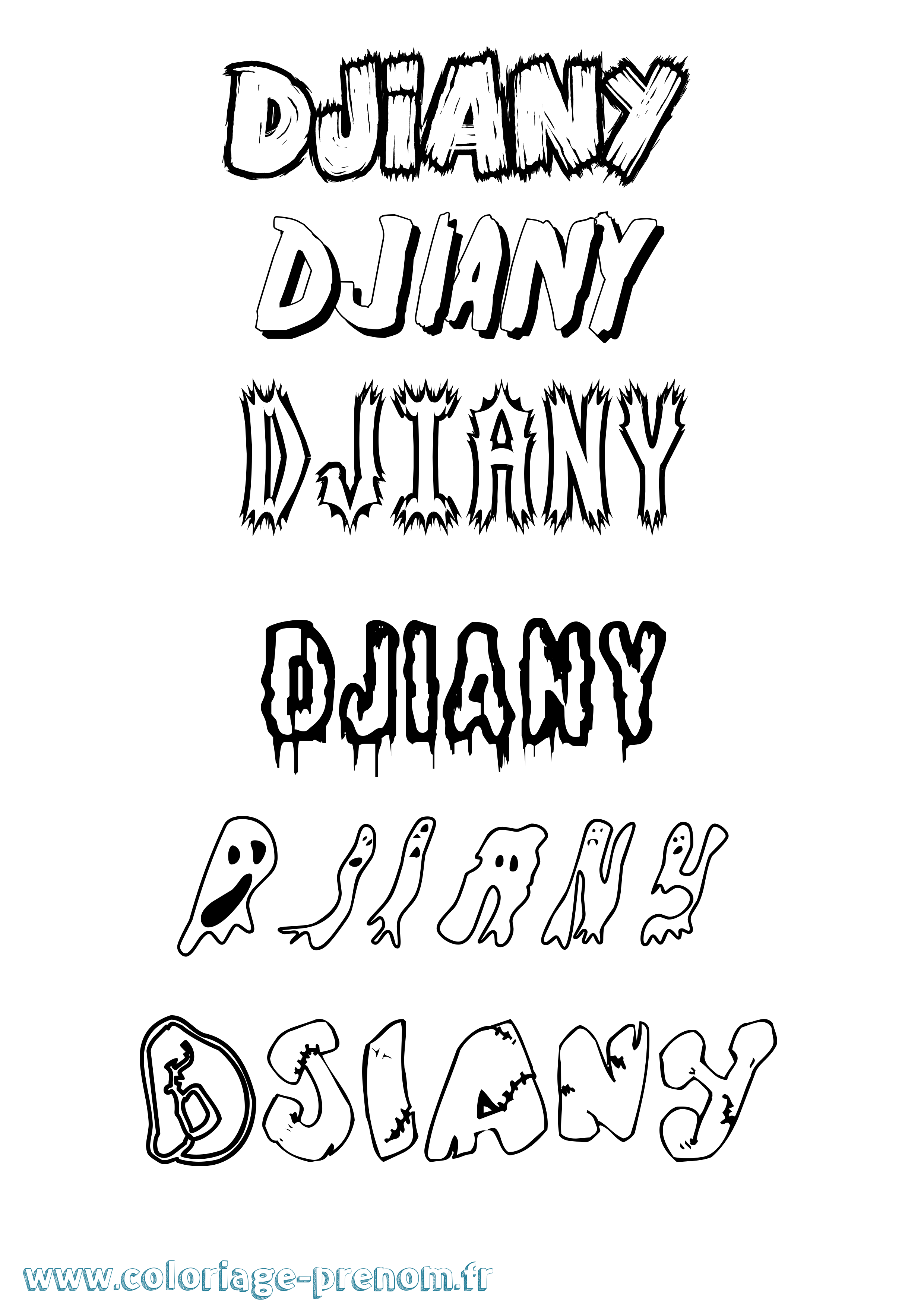 Coloriage Djiany Frisson Coloriage prénom Djiany Frisson