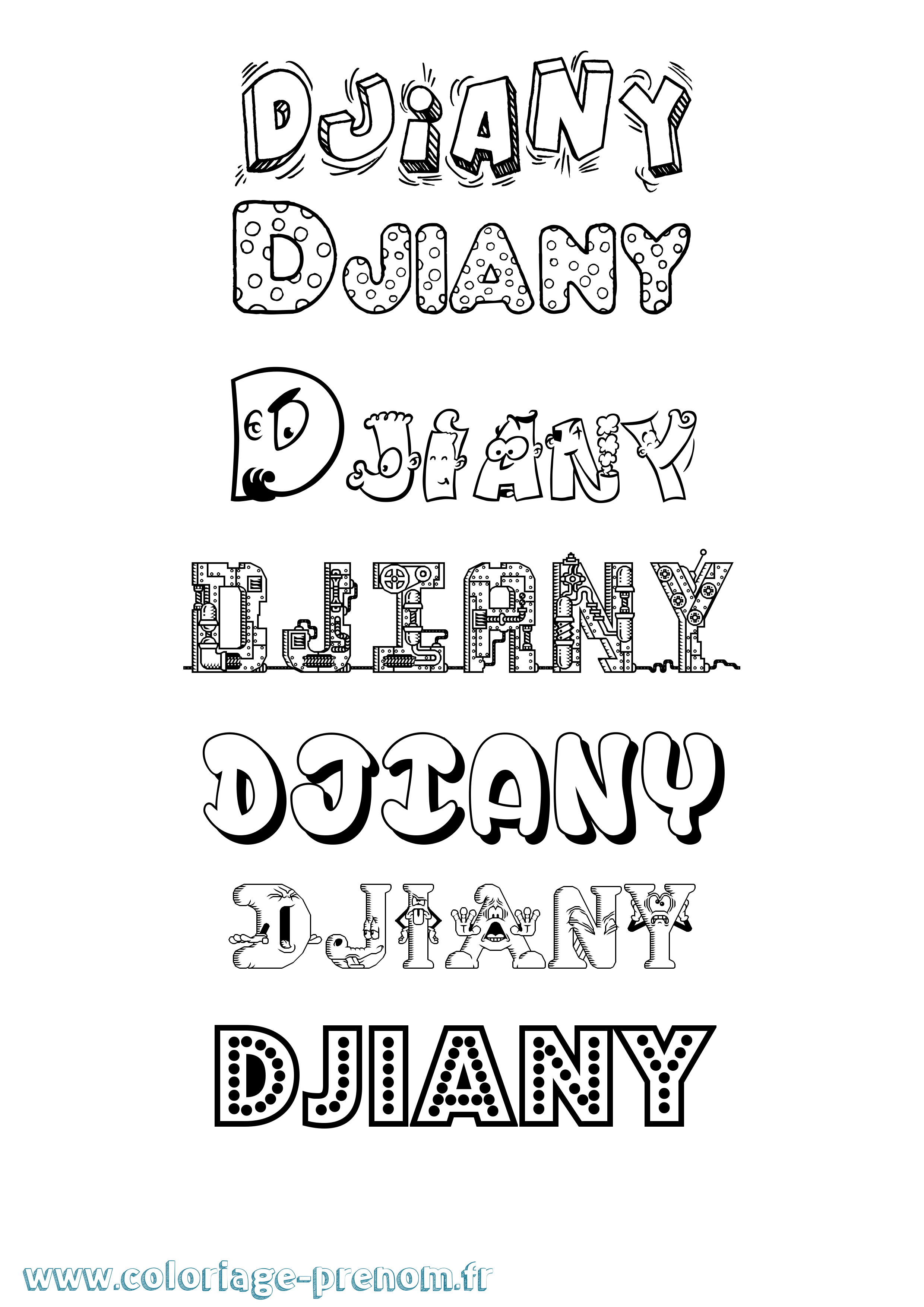 Coloriage Djiany Fun Coloriage prénom Djiany Fun