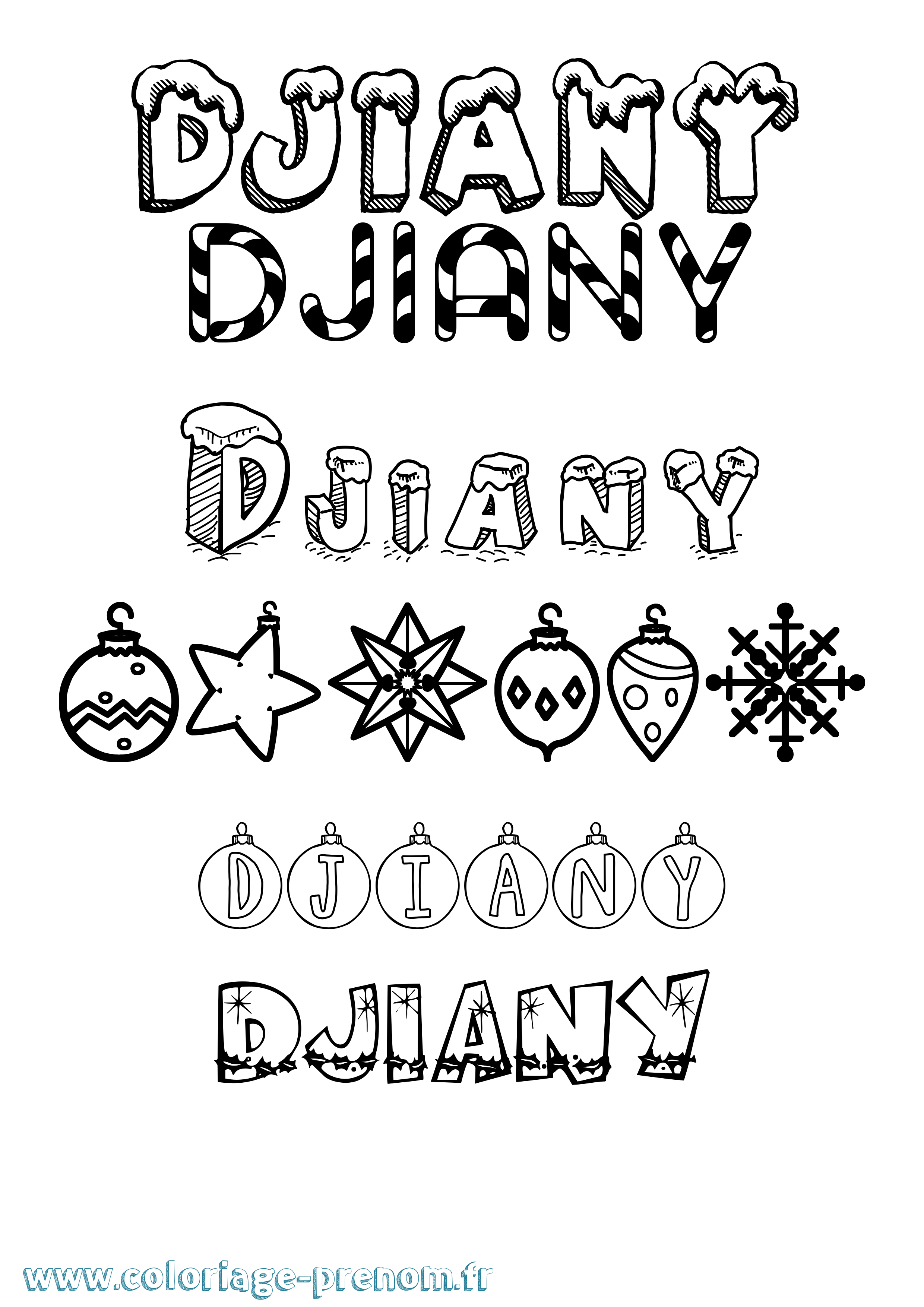 Coloriage Djiany Noël Coloriage prénom Djiany Noël