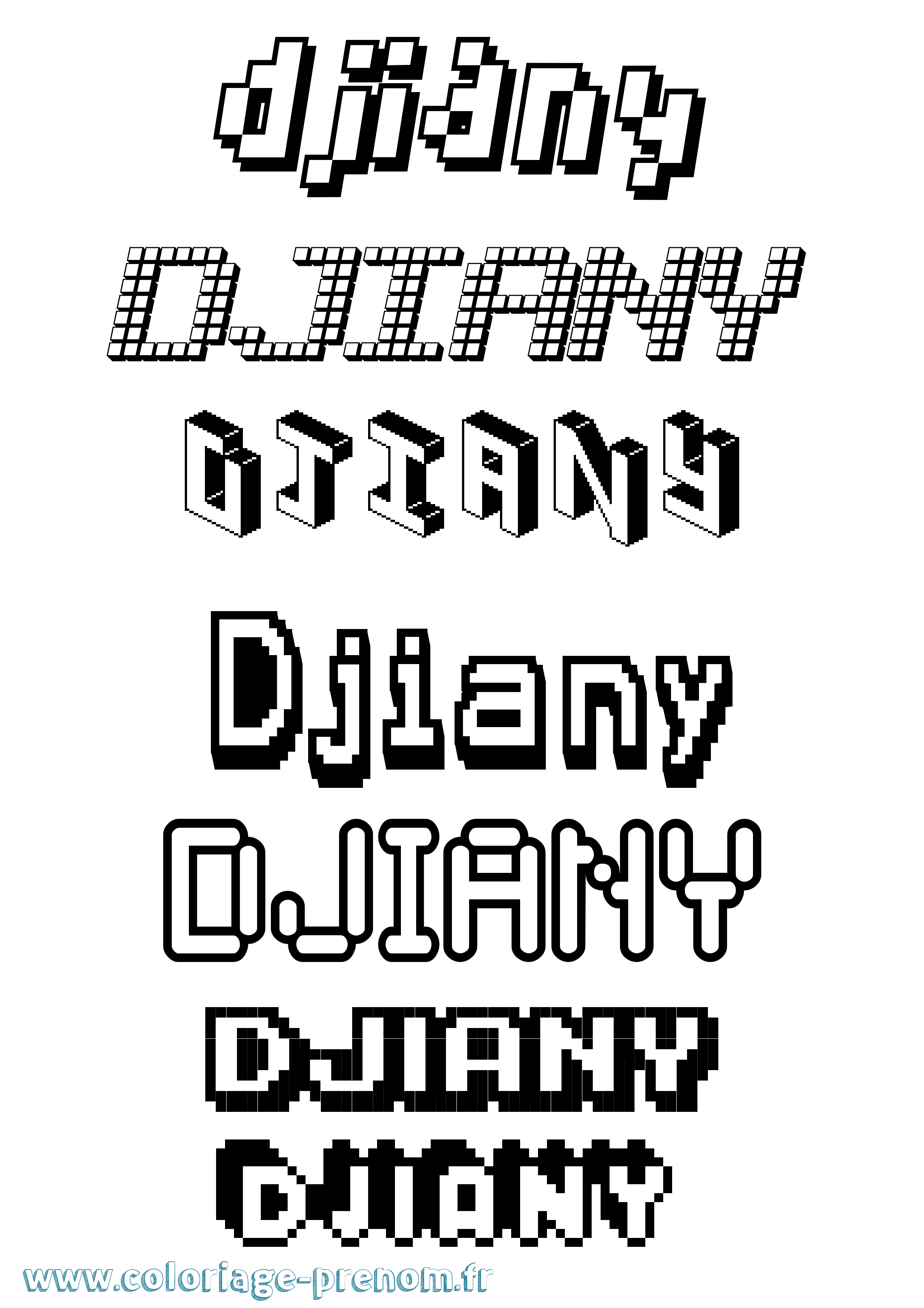 Coloriage Djiany Pixel Coloriage prénom Djiany Pixel