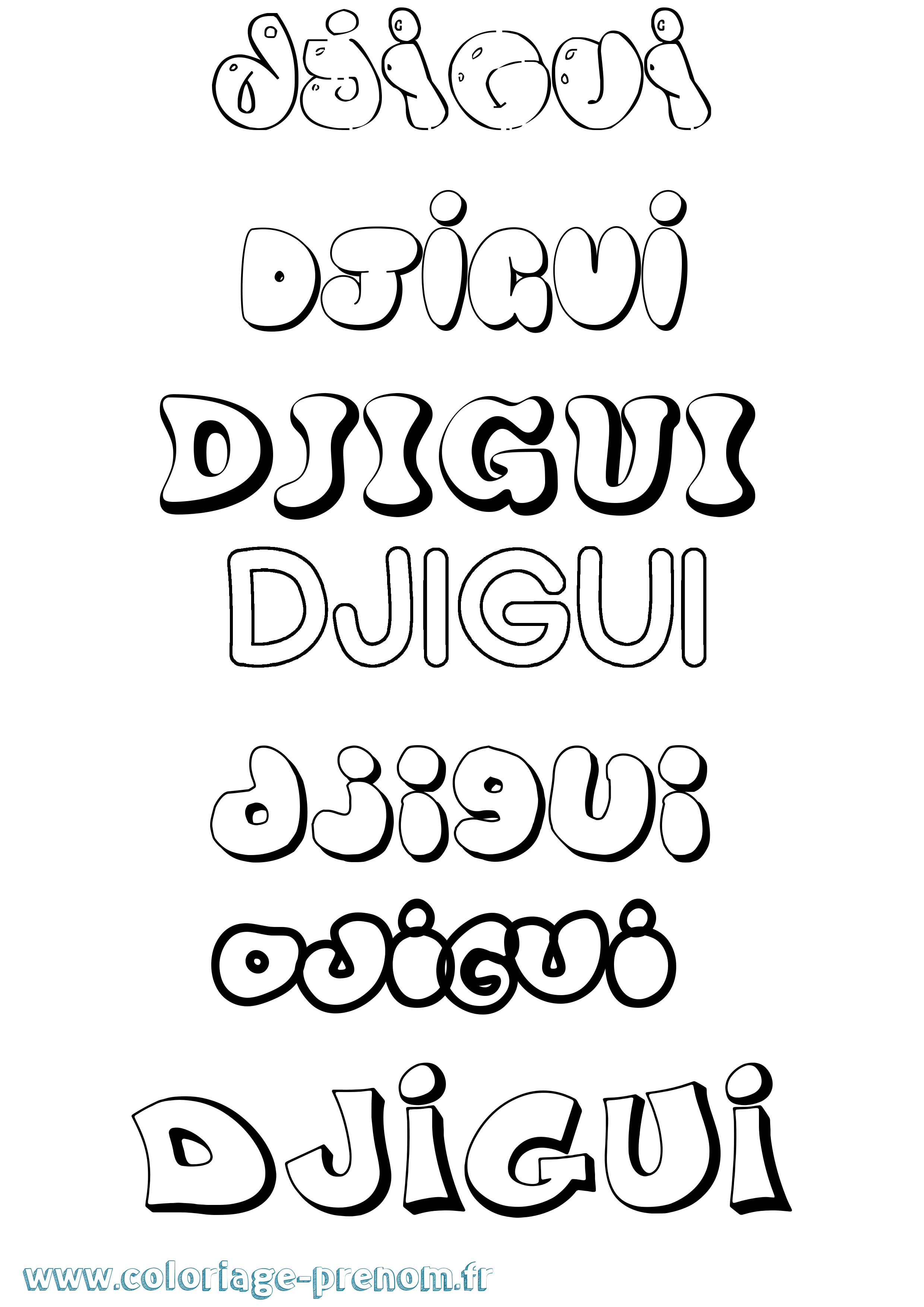 Coloriage Djigui Bubble Coloriage prénom Djigui Bubble