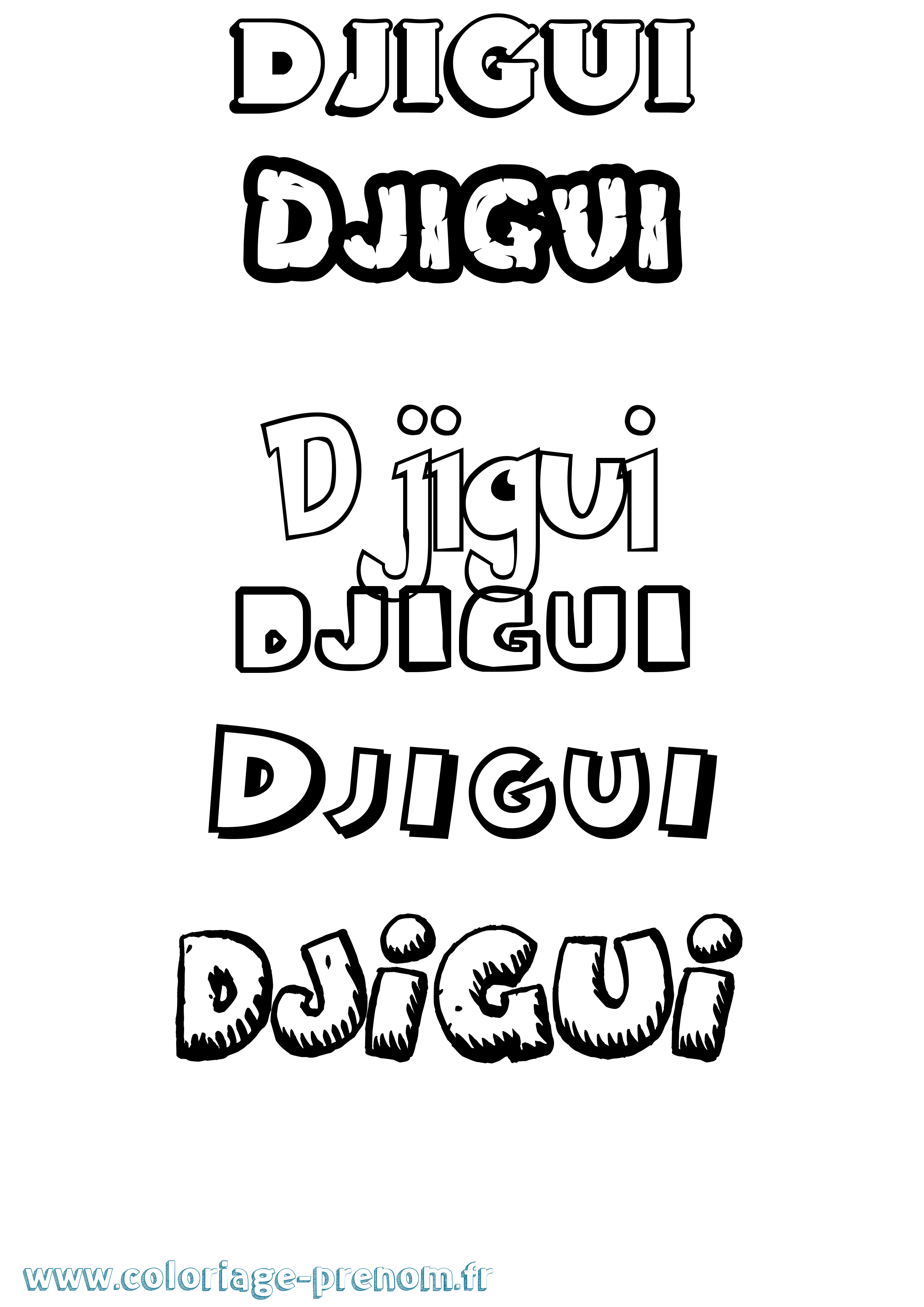 Coloriage Djigui Dessin Animé Coloriage prénom Djigui Dessin Animé