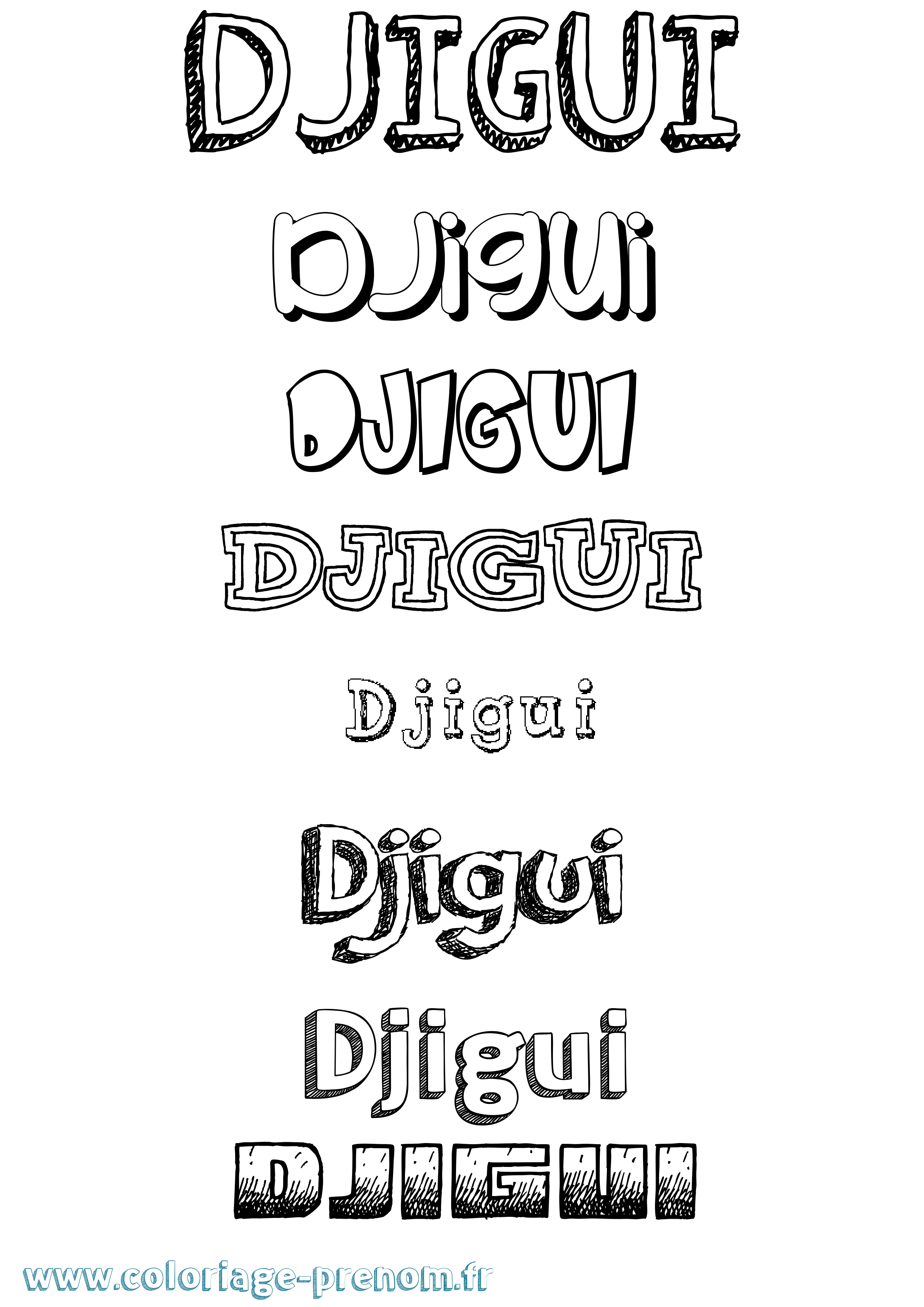 Coloriage Djigui Dessiné Coloriage prénom Djigui Dessiné