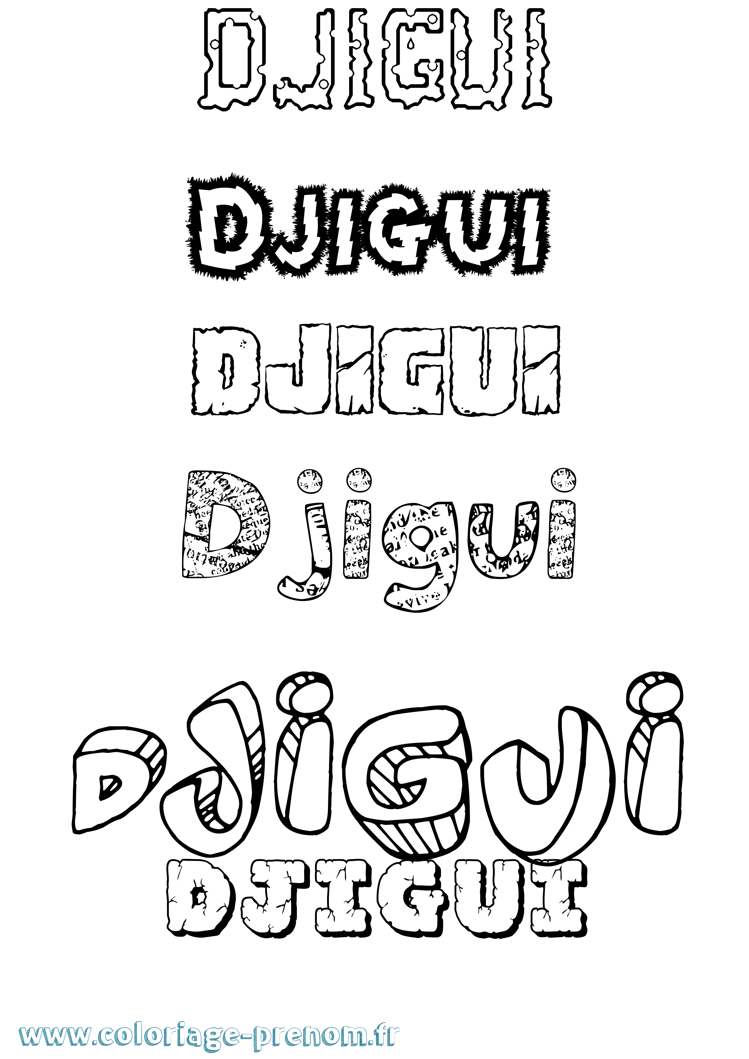 Coloriage Djigui Destructuré Coloriage prénom Djigui Destructuré