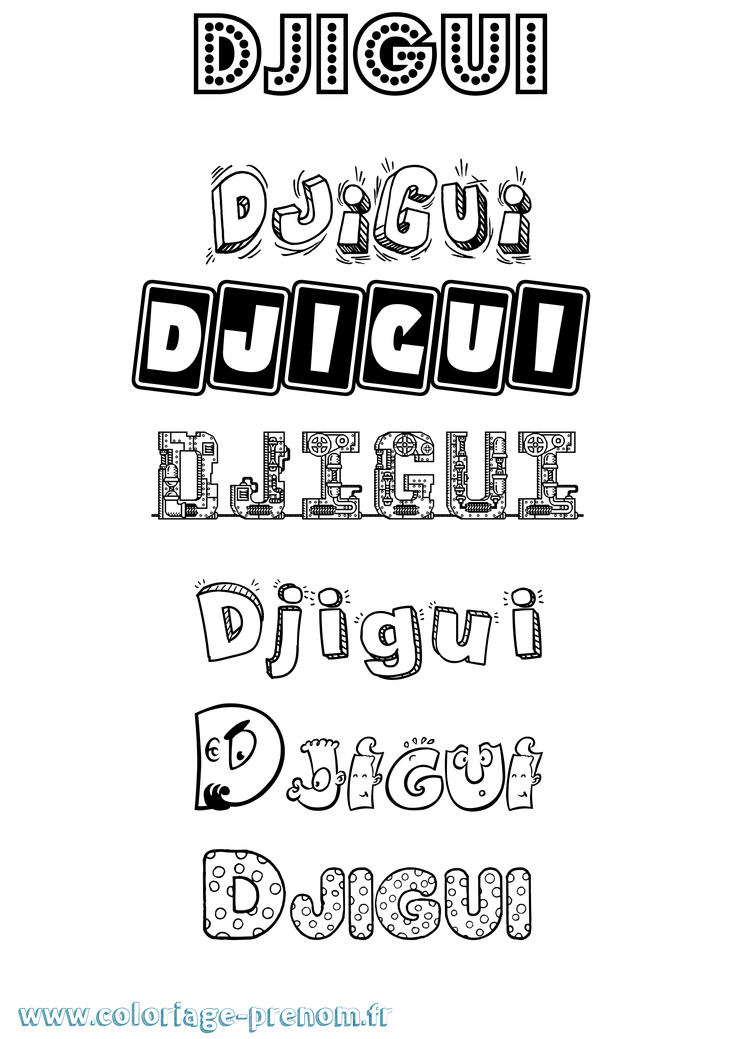 Coloriage Djigui Fun Coloriage prénom Djigui Fun
