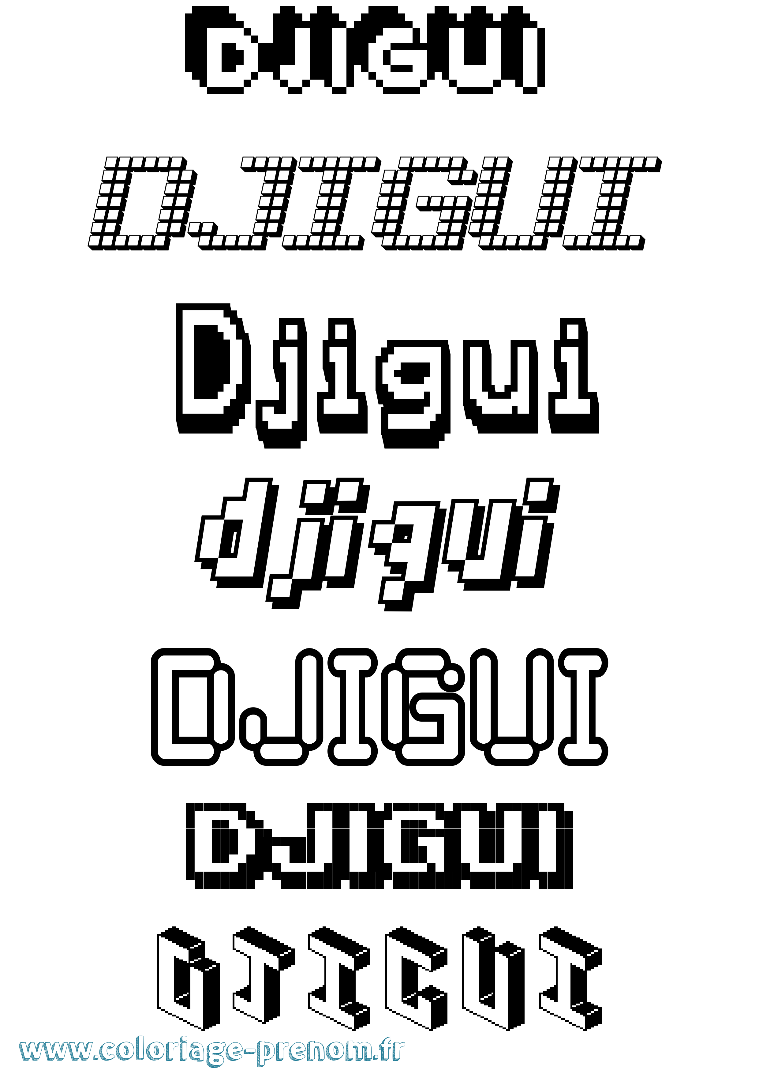 Coloriage Djigui Pixel Coloriage prénom Djigui Pixel