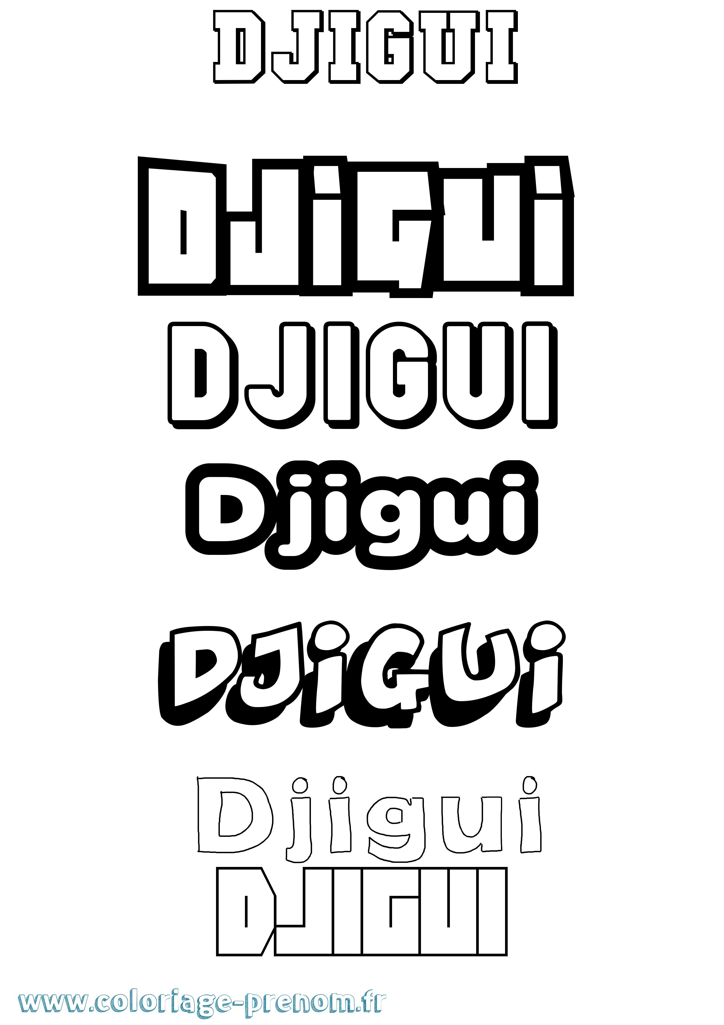 Coloriage Djigui Simple Coloriage prénom Djigui Simple