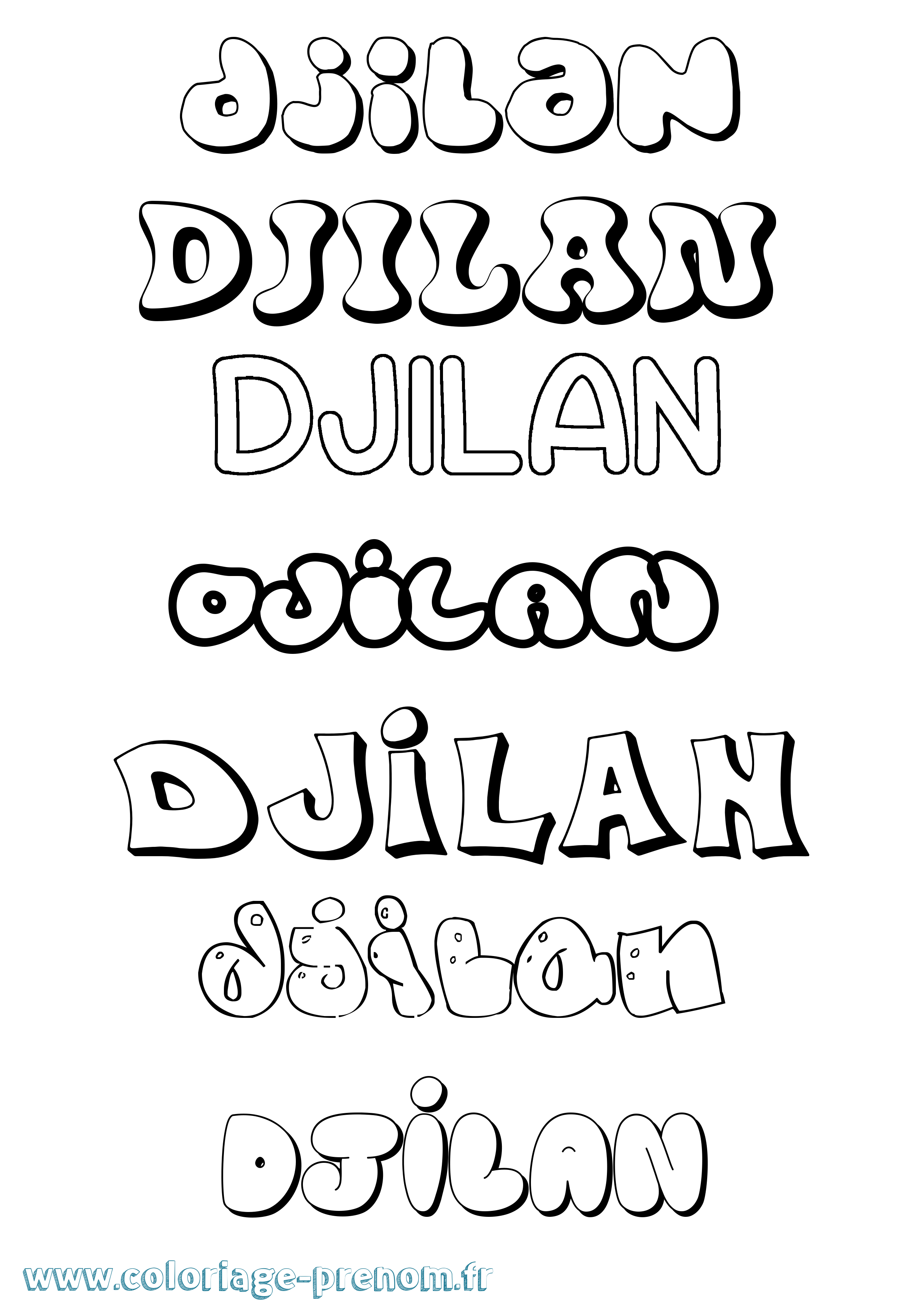Coloriage Djilan Bubble Coloriage prénom Djilan Bubble
