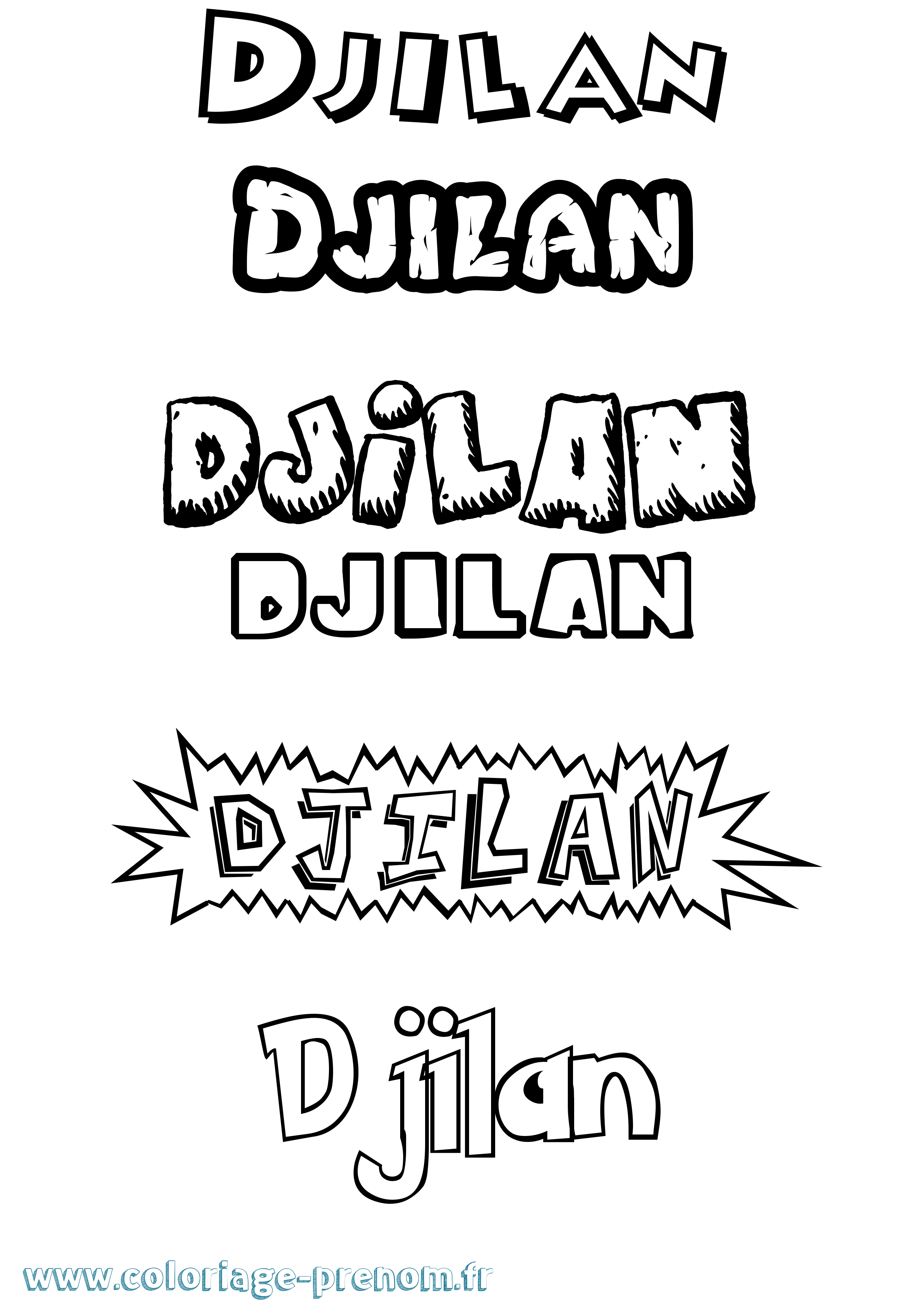 Coloriage Djilan Dessin Animé Coloriage prénom Djilan Dessin Animé