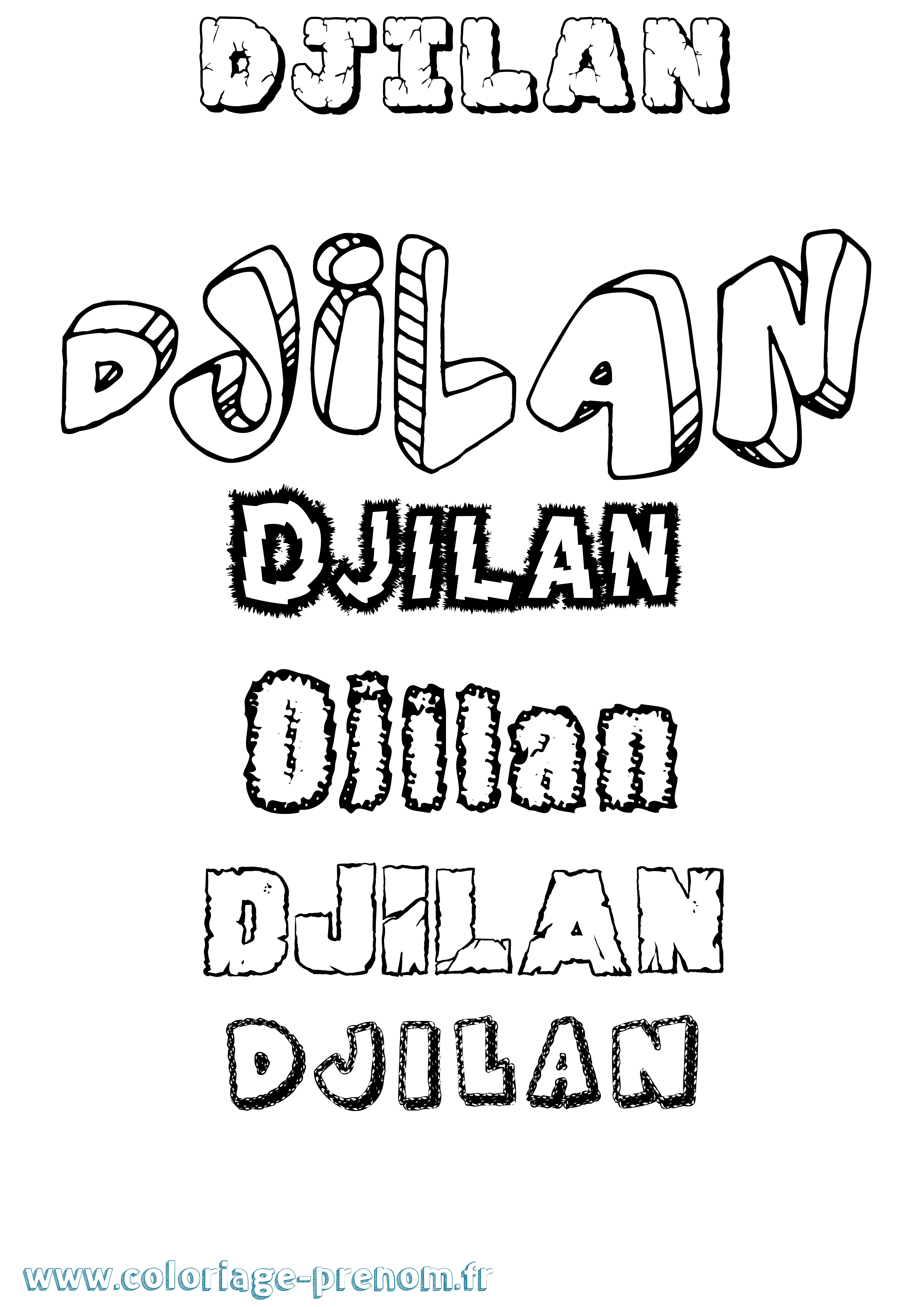 Coloriage Djilan Destructuré Coloriage prénom Djilan Destructuré