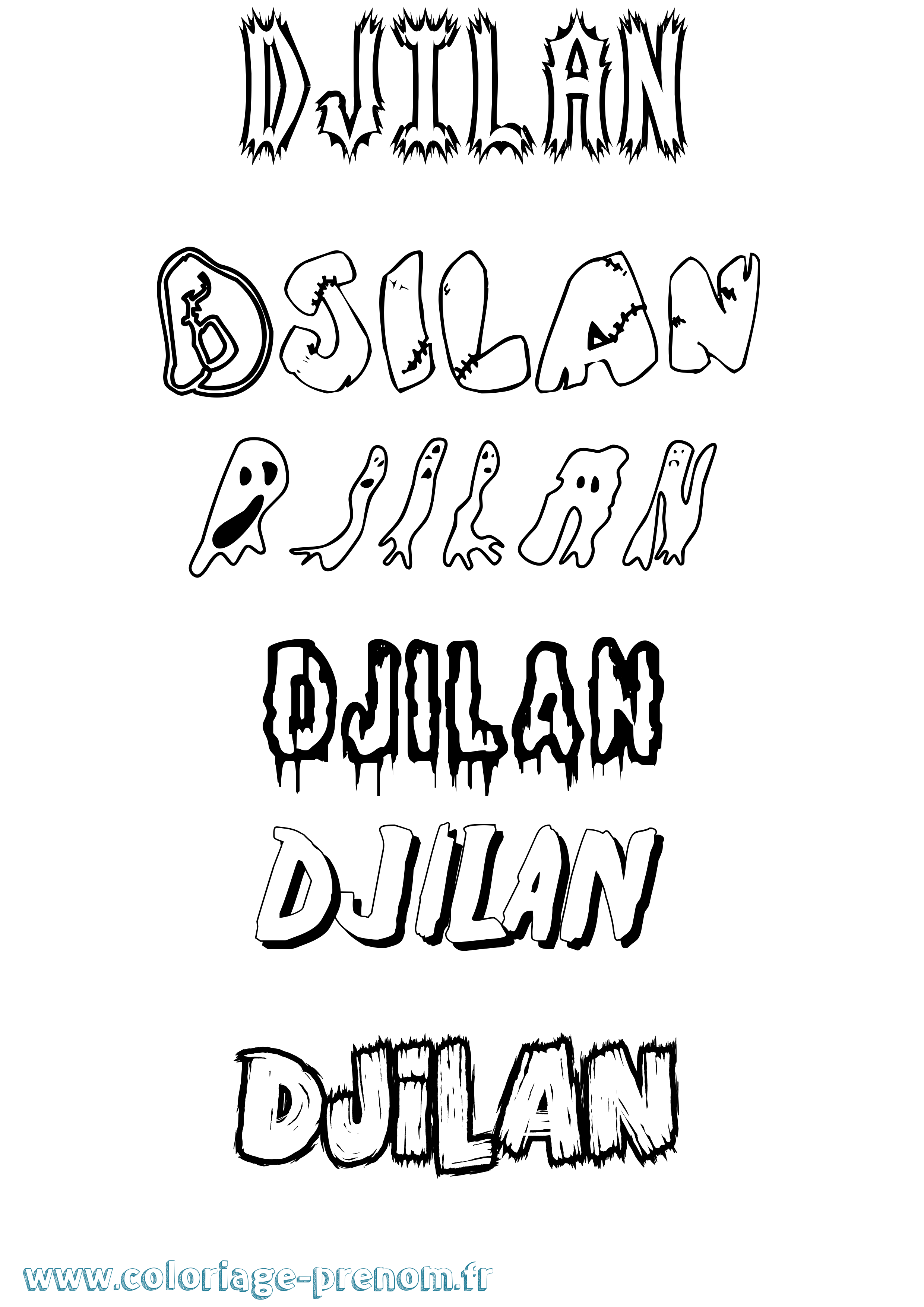 Coloriage Djilan Frisson Coloriage prénom Djilan Frisson