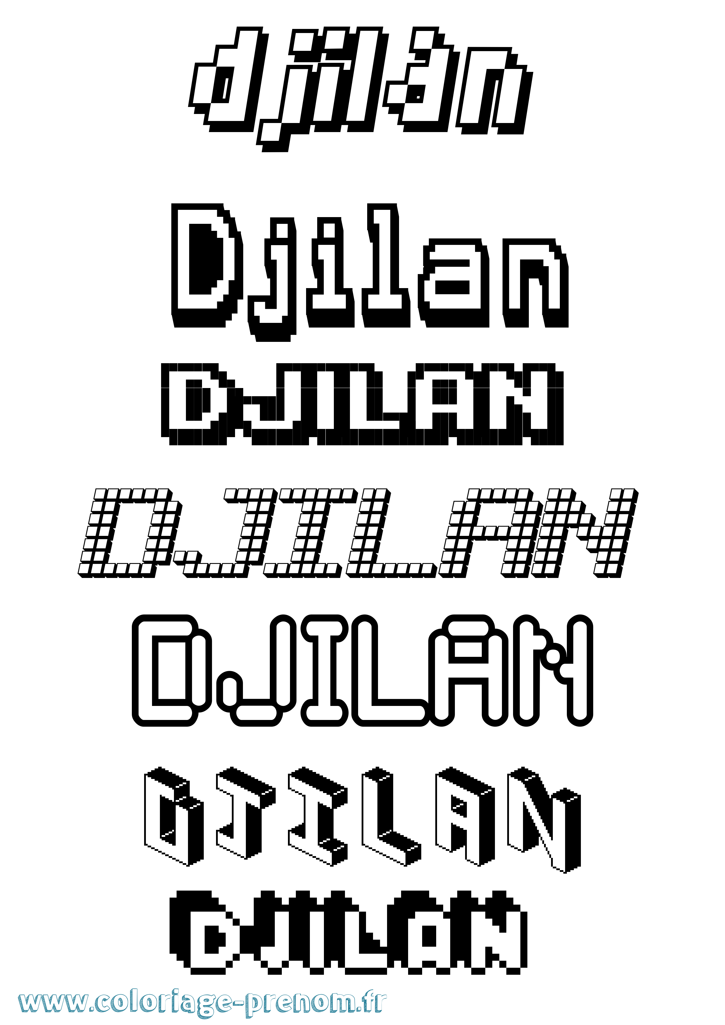 Coloriage Djilan Pixel Coloriage prénom Djilan Pixel