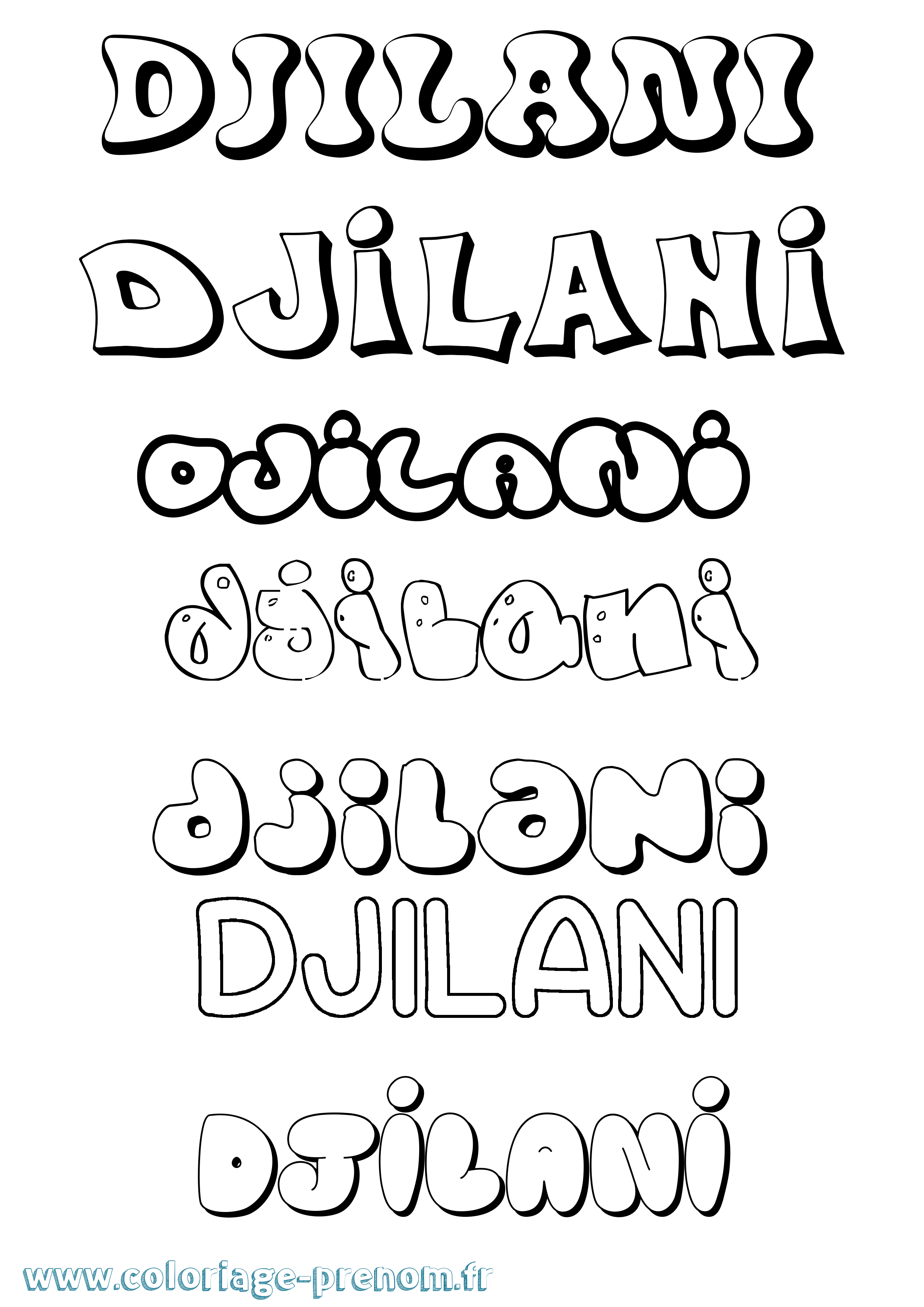 Coloriage Djilani Bubble Coloriage prénom Djilani Bubble