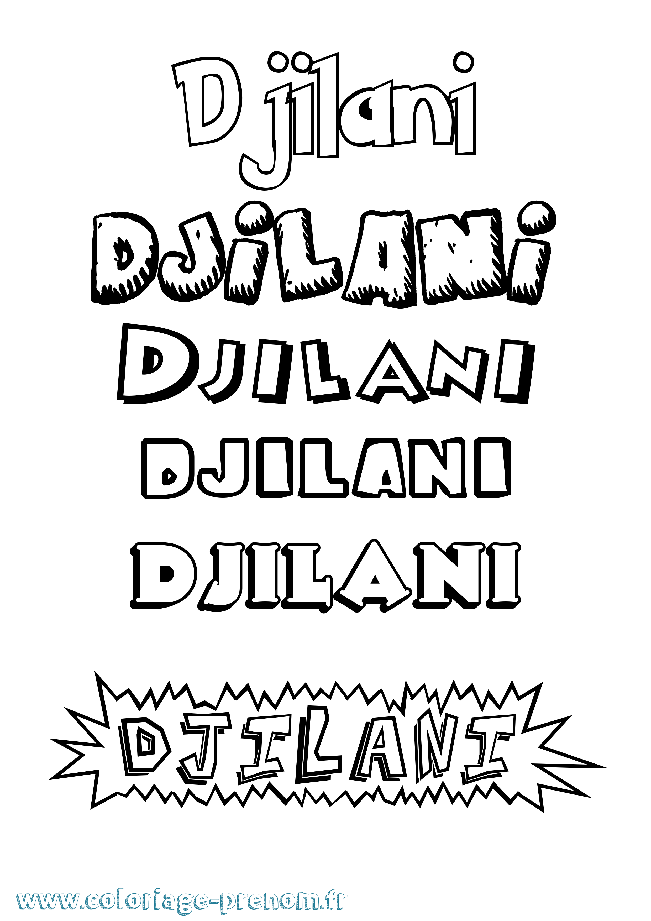 Coloriage Djilani Dessin Animé Coloriage prénom Djilani Dessin Animé
