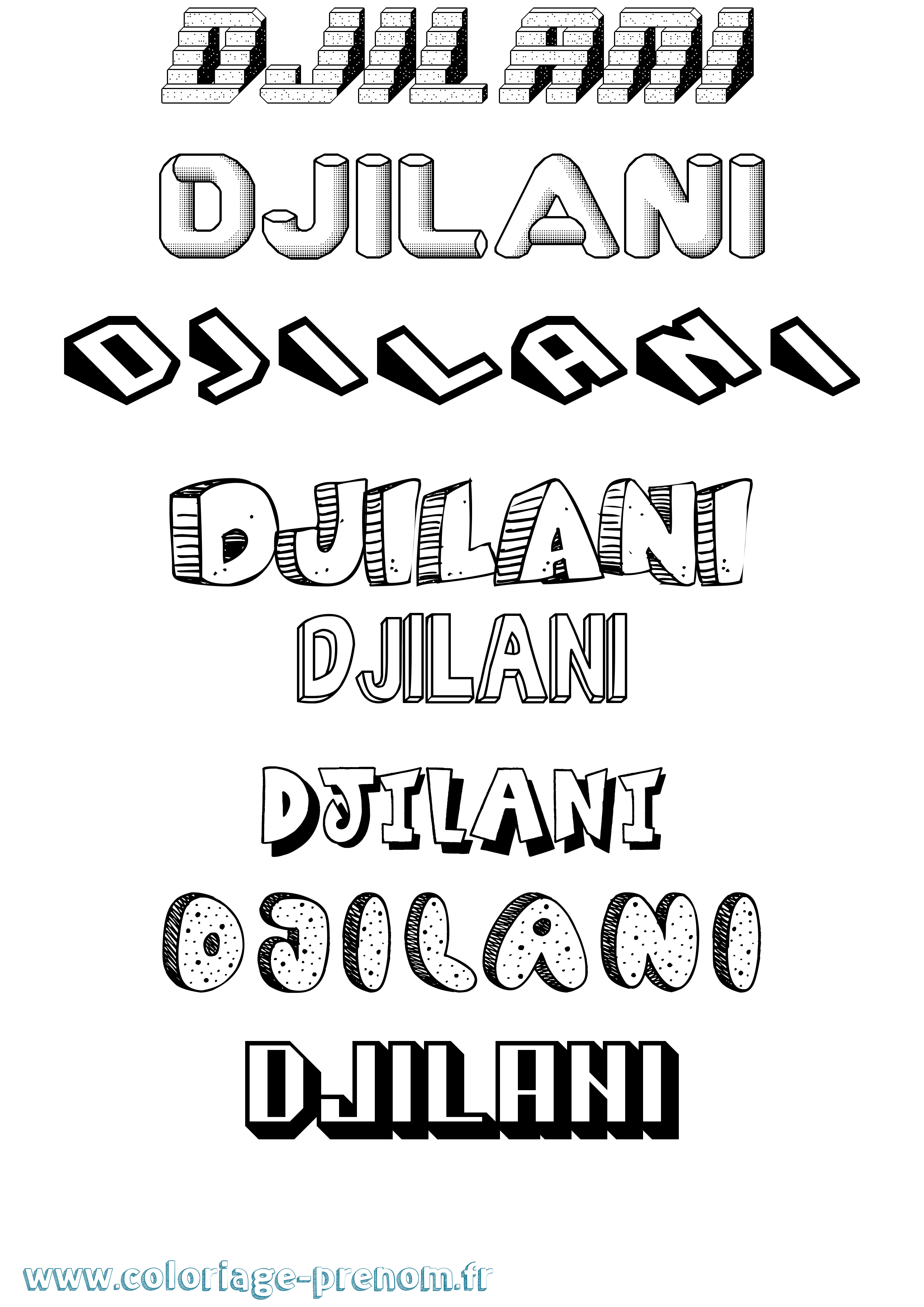 Coloriage Djilani Effet 3D Coloriage prénom Djilani Effet 3D