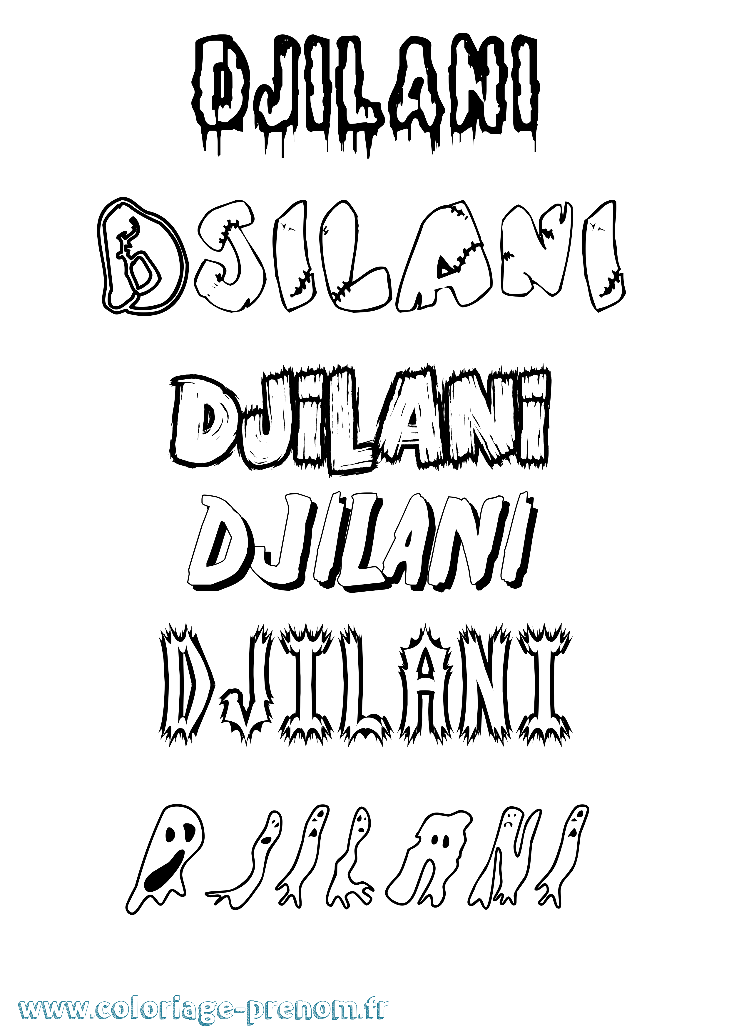 Coloriage Djilani Frisson Coloriage prénom Djilani Frisson
