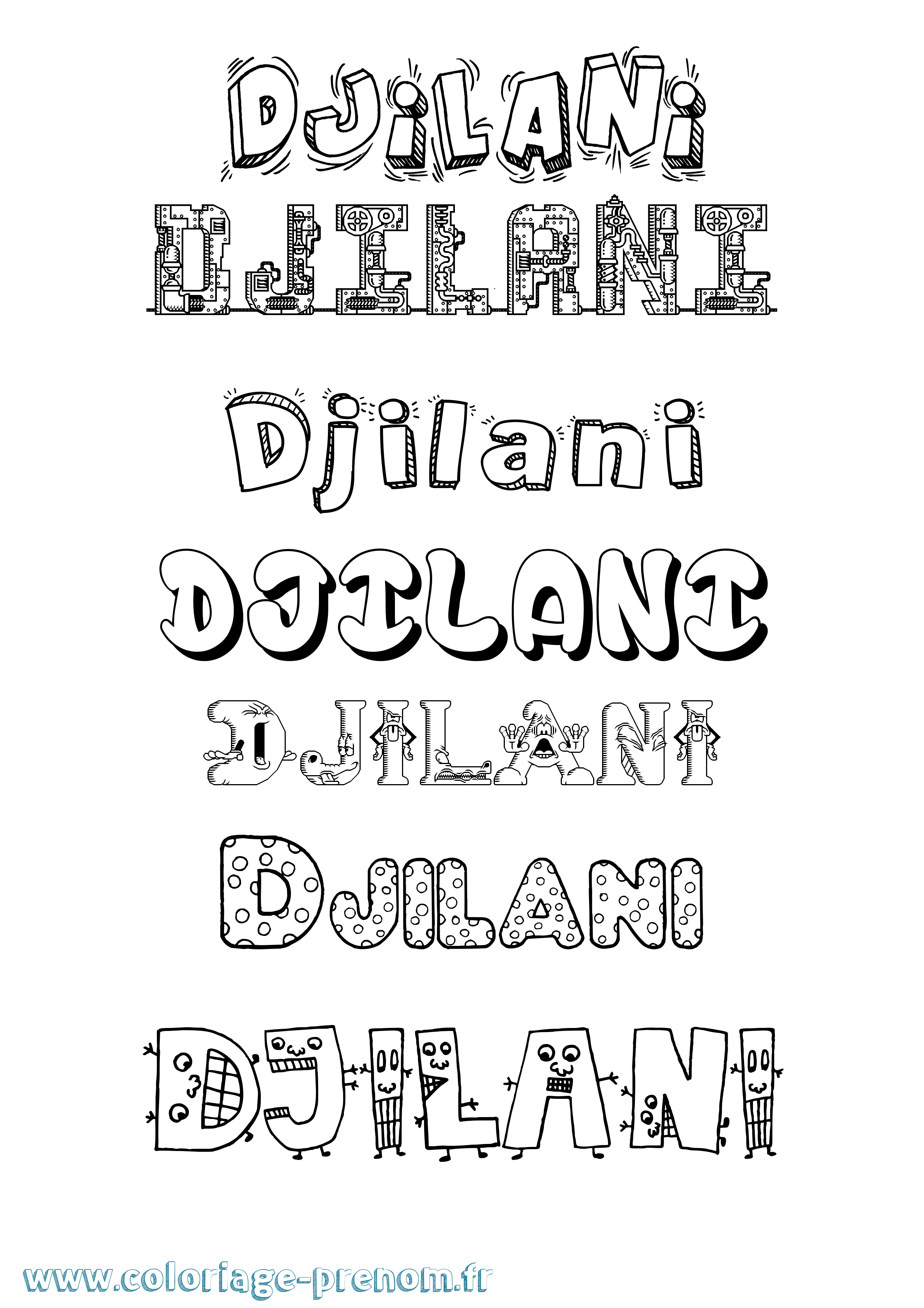 Coloriage Djilani Fun Coloriage prénom Djilani Fun
