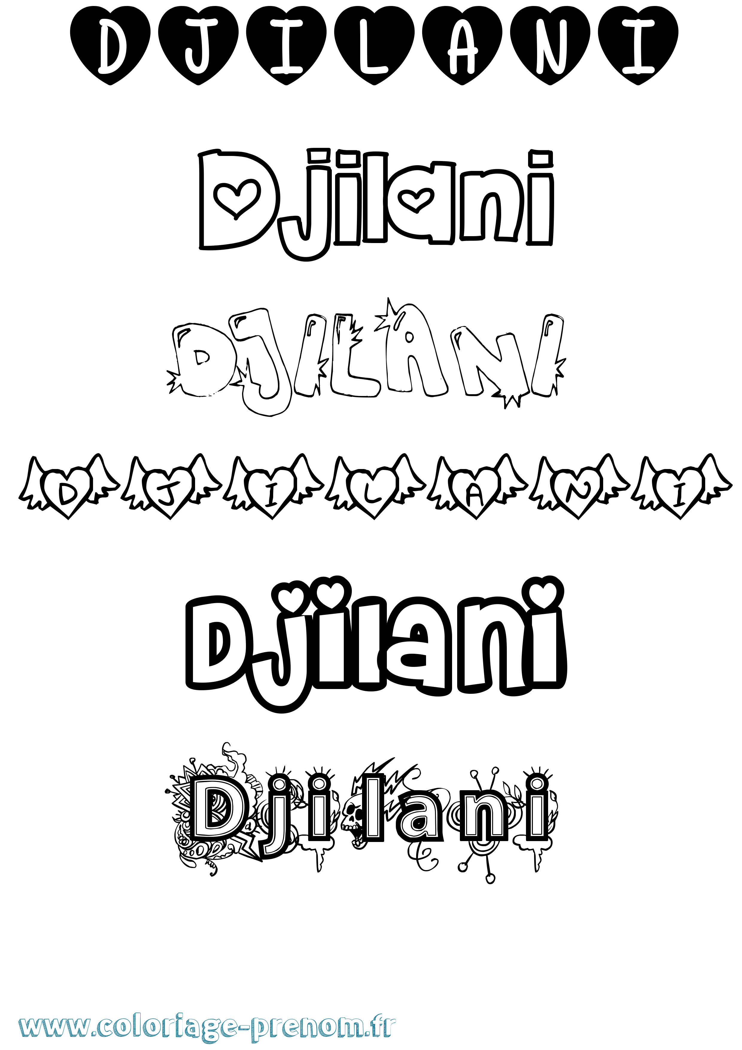 Coloriage Djilani Girly Coloriage prénom Djilani Girly