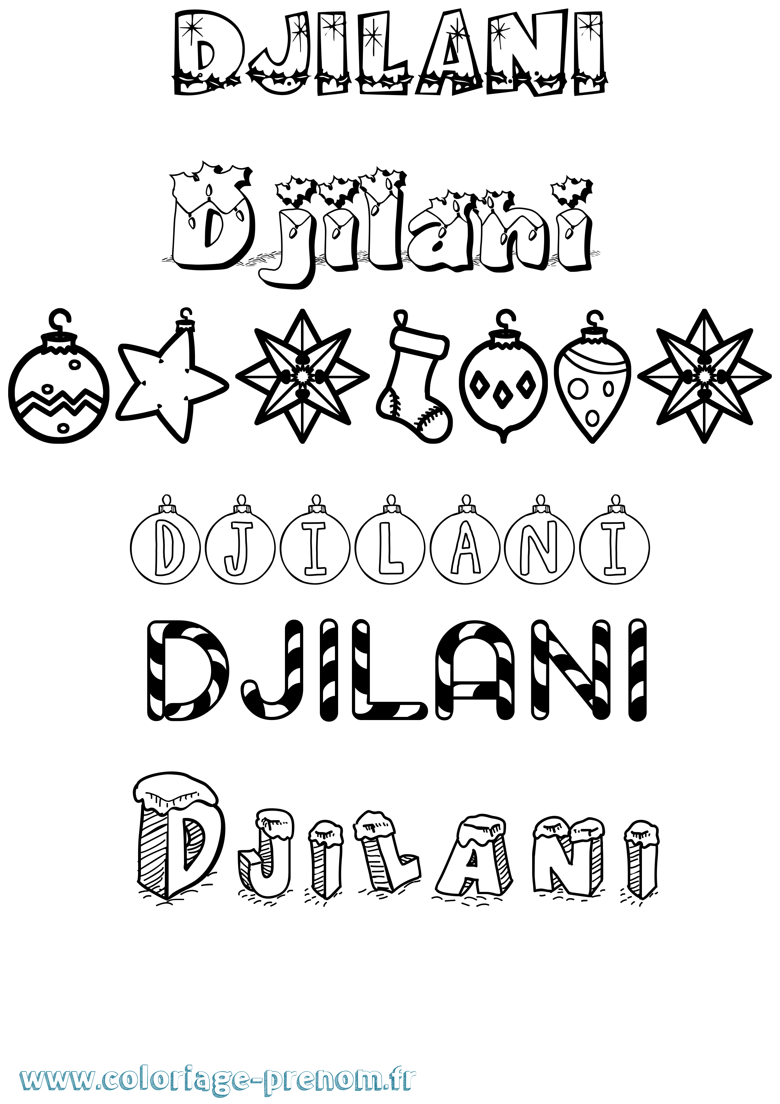 Coloriage Djilani Noël Coloriage prénom Djilani Noël