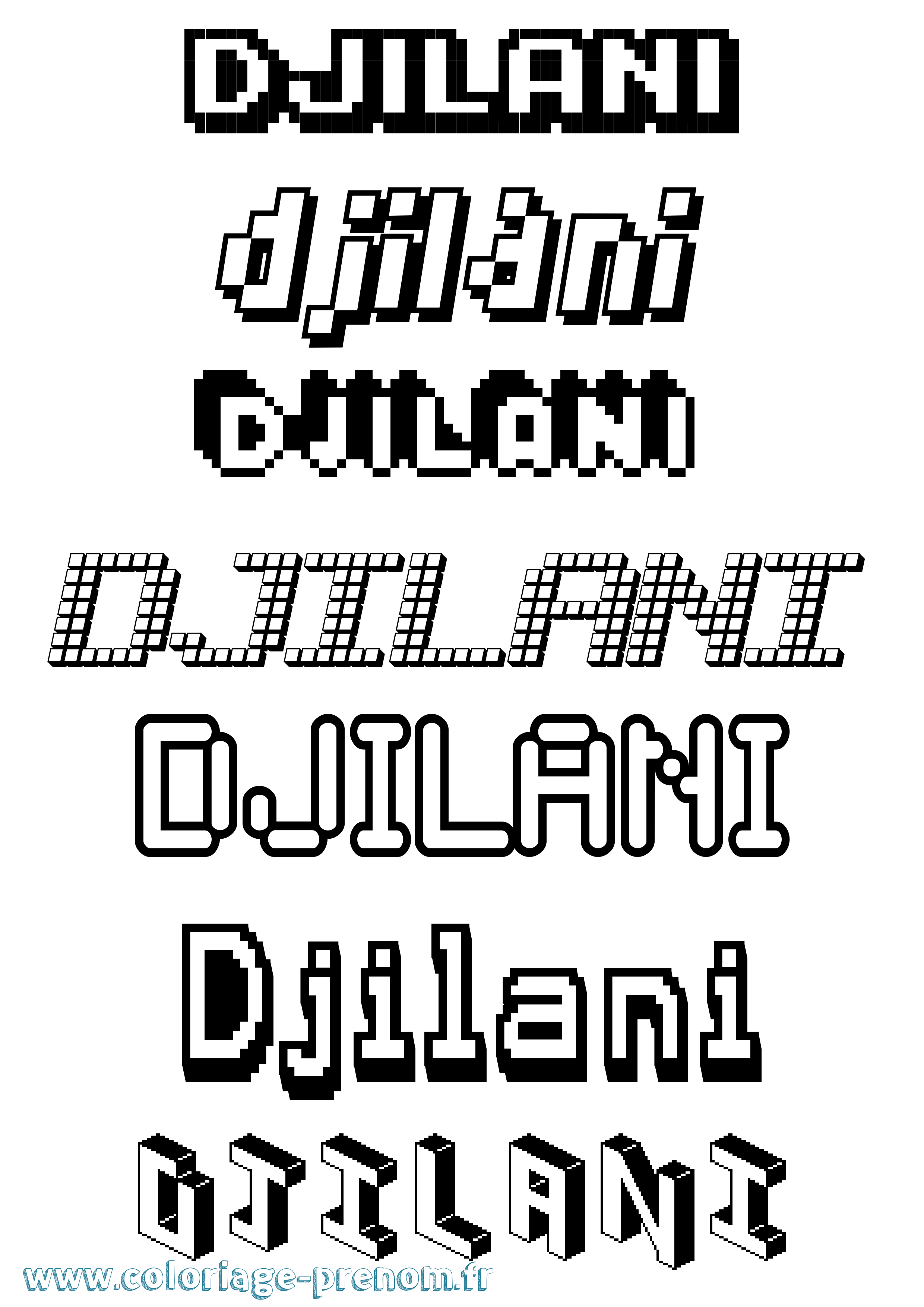 Coloriage Djilani Pixel Coloriage prénom Djilani Pixel