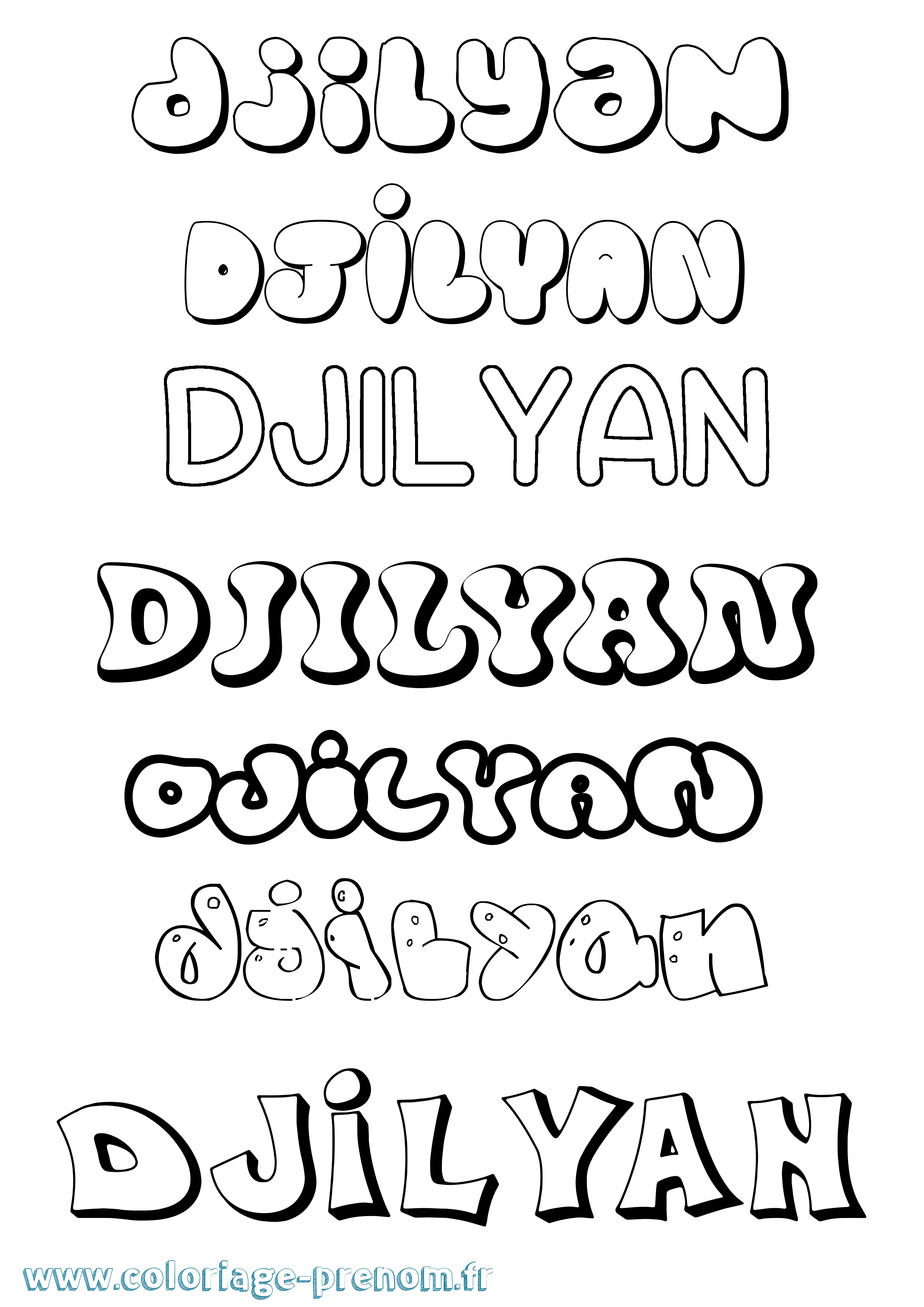 Coloriage Djilyan Bubble Coloriage prénom Djilyan Bubble