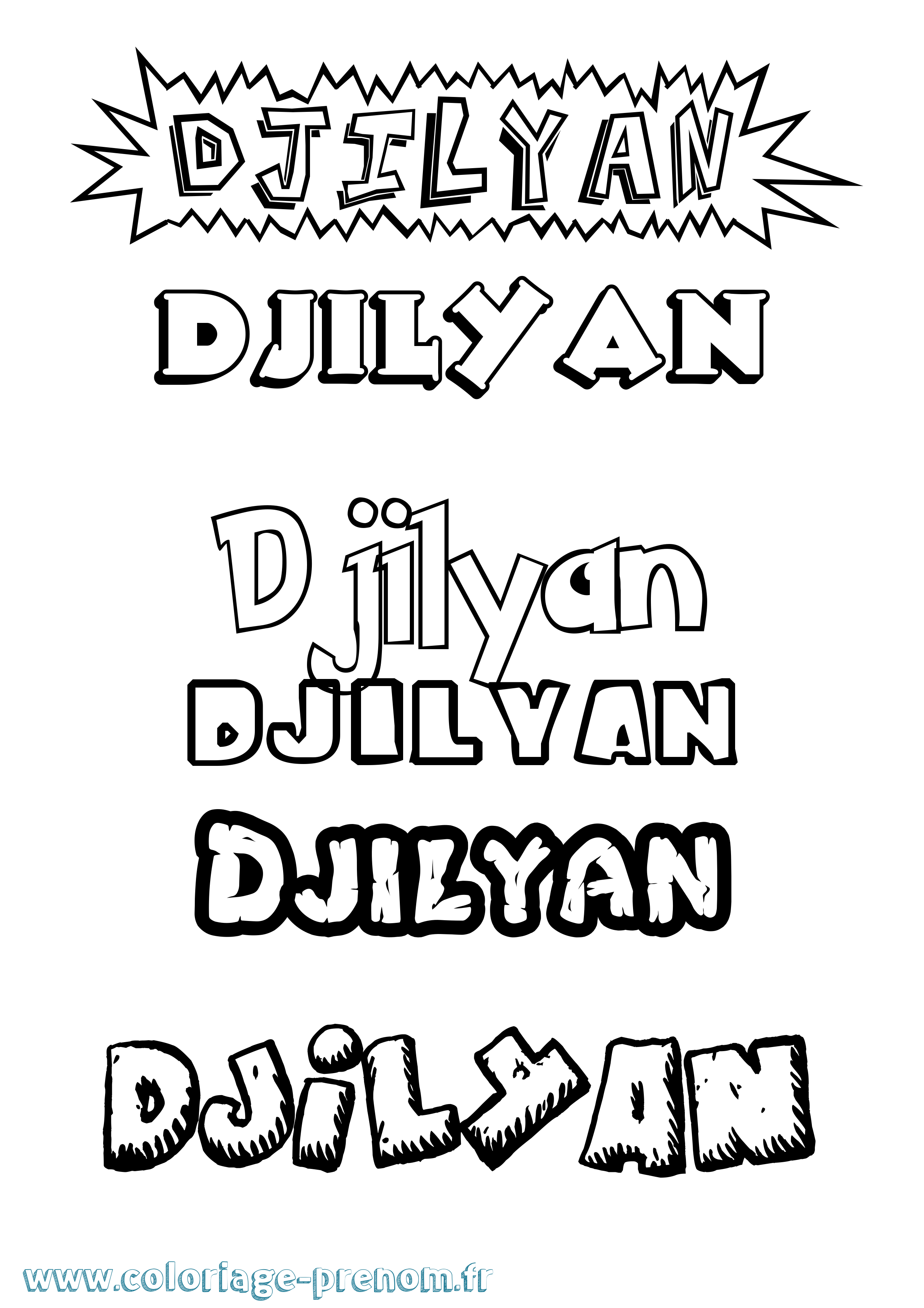 Coloriage Djilyan Dessin Animé Coloriage prénom Djilyan Dessin Animé