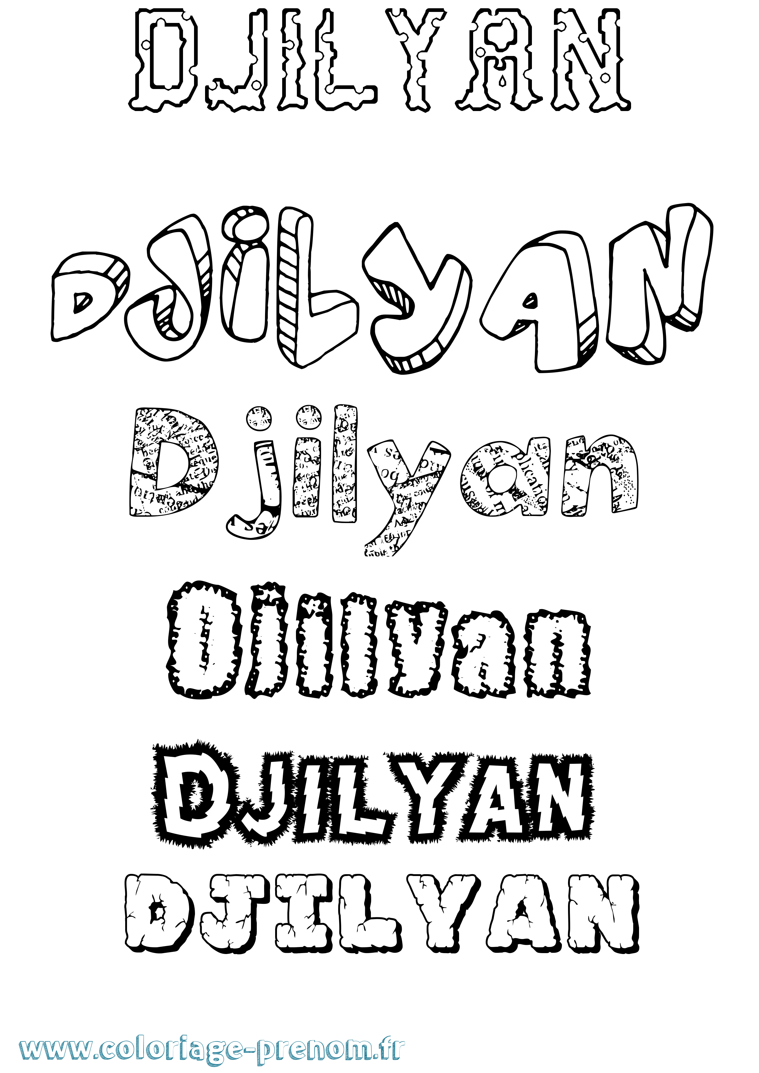 Coloriage Djilyan Destructuré Coloriage prénom Djilyan Destructuré